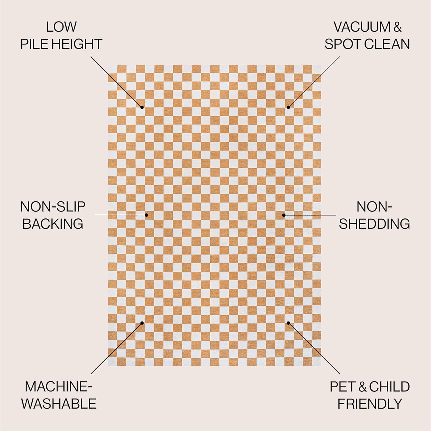 imageJONATHAN Y Machine Washable Indoor Area Rug 8X10 Dark BlueWhite Ainsley Modern Cottage Checkerboard for Living Room Bedroom Kitchen Office EasyCleaning PetFriendly NonShedding WSH126C8GoldCream