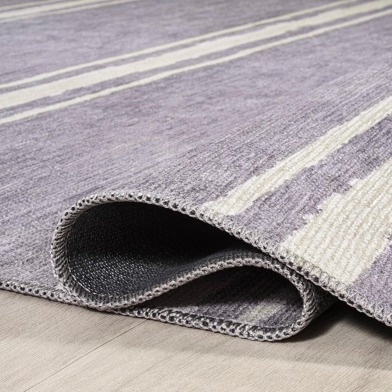 imageJONATHAN Y Machine Washable Indoor Area Rug 8X10 Dark GrayCream Shutter Minimalist Striped Plaid for Living Room Bedroom Kitchen Office EasyCleaning PetFriendly NonShedding WSH305A8LavenderIvory
