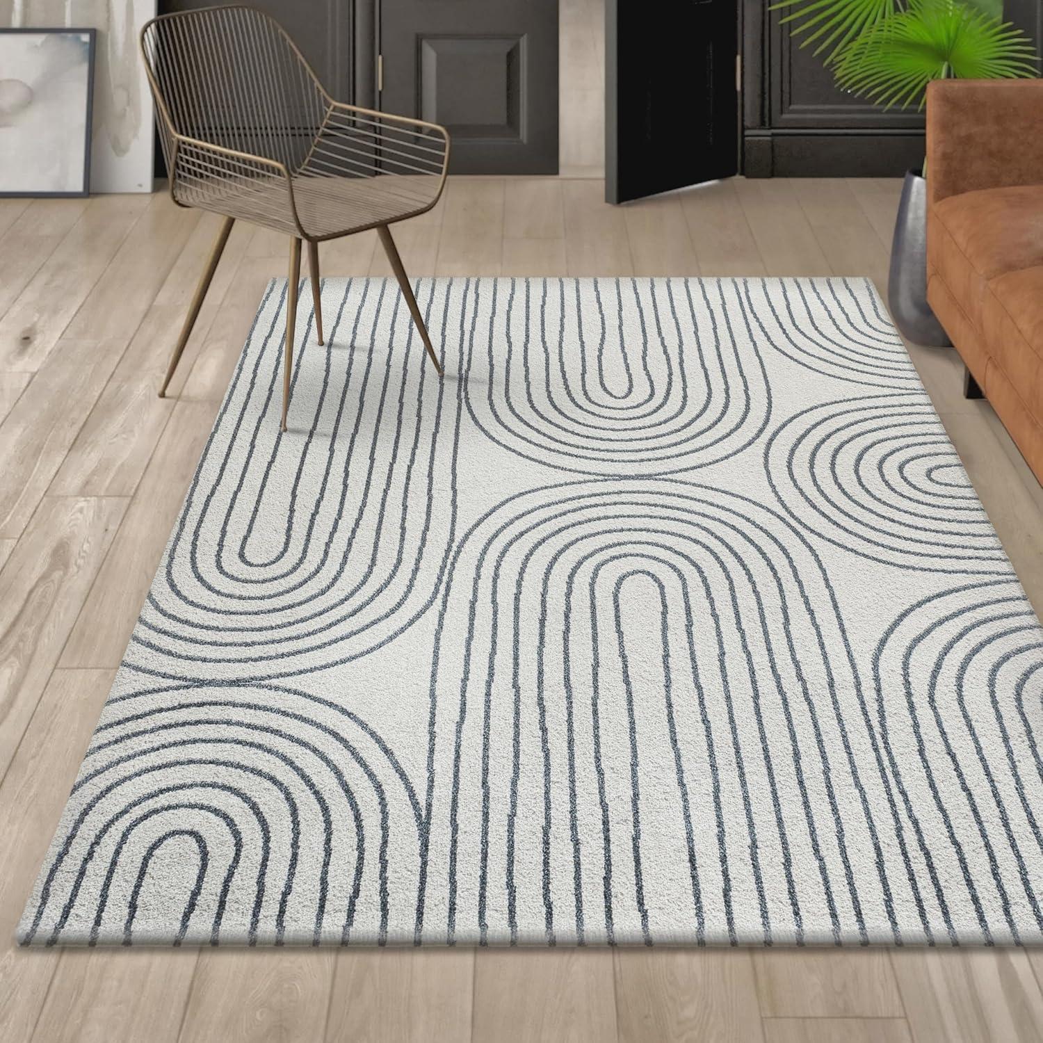 imageJONATHAN Y Machine Washable Indoor Area Rug 8X10 Dark GrayCream Shutter Minimalist Striped Plaid for Living Room Bedroom Kitchen Office EasyCleaning PetFriendly NonShedding WSH305A8Doodle CreamDark Gray