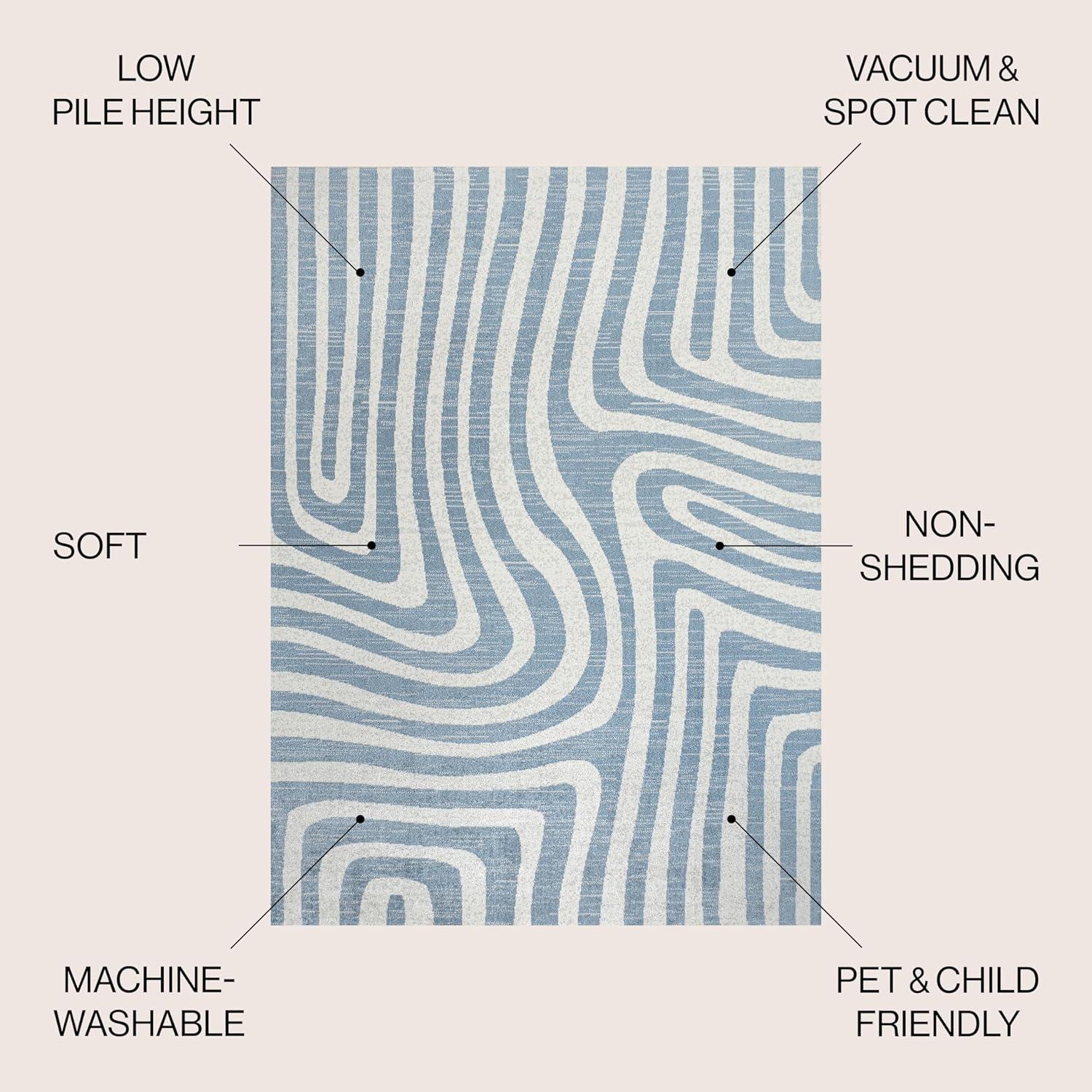 imageJONATHAN Y Machine Washable Indoor Area Rug 8X10 Dark GrayCream Shutter Minimalist Striped Plaid for Living Room Bedroom Kitchen Office EasyCleaning PetFriendly NonShedding WSH305A8Maze BlueCream