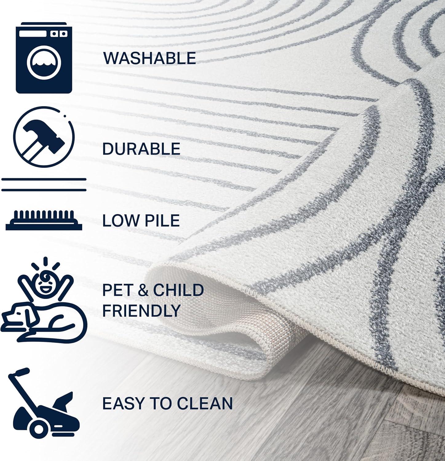 imageJONATHAN Y Machine Washable Indoor Area Rug 8X10 Dark GrayCream Shutter Minimalist Striped Plaid for Living Room Bedroom Kitchen Office EasyCleaning PetFriendly NonShedding WSH305A8Doodle CreamDark Gray