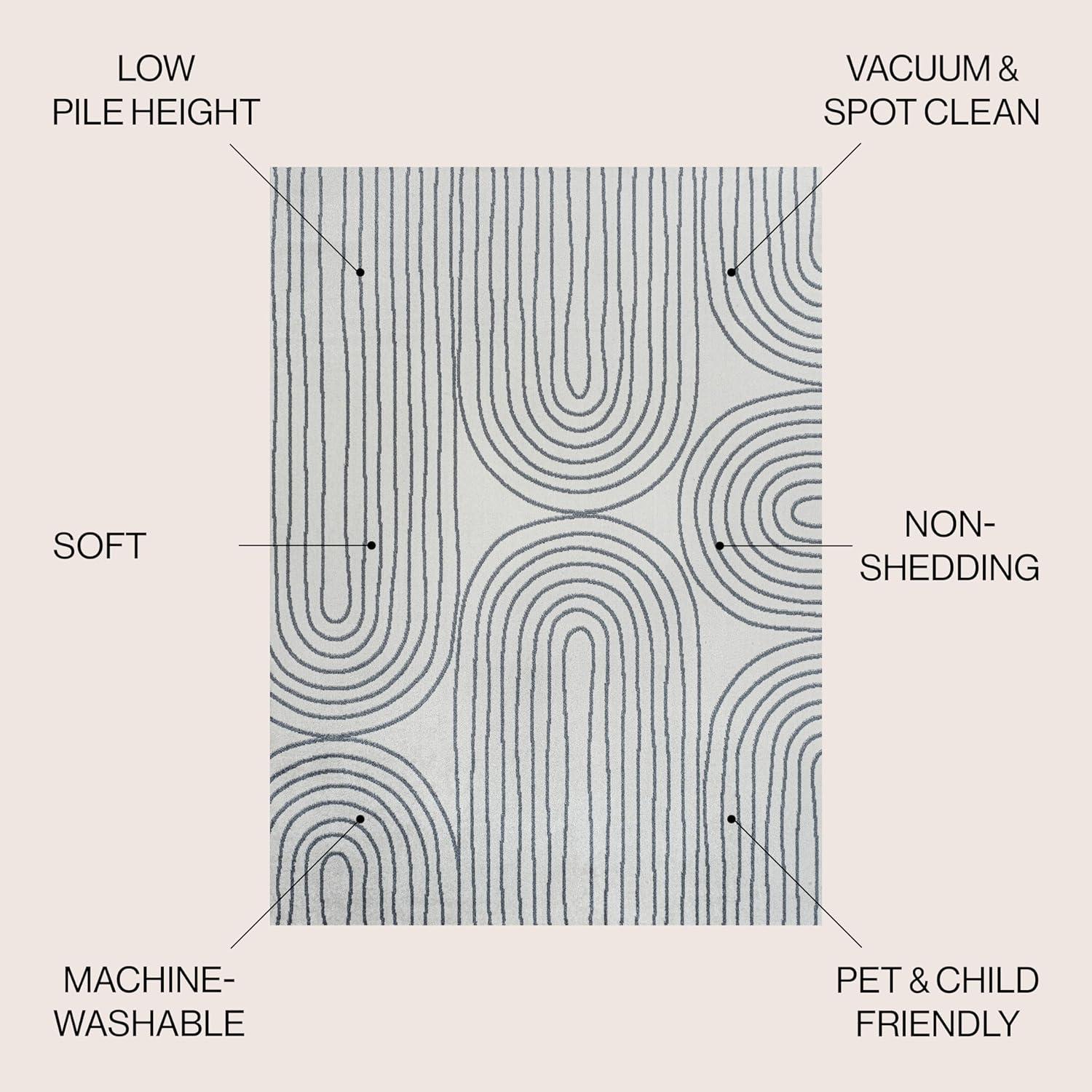 imageJONATHAN Y Machine Washable Indoor Area Rug 8X10 Dark GrayCream Shutter Minimalist Striped Plaid for Living Room Bedroom Kitchen Office EasyCleaning PetFriendly NonShedding WSH305A8Doodle CreamDark Gray