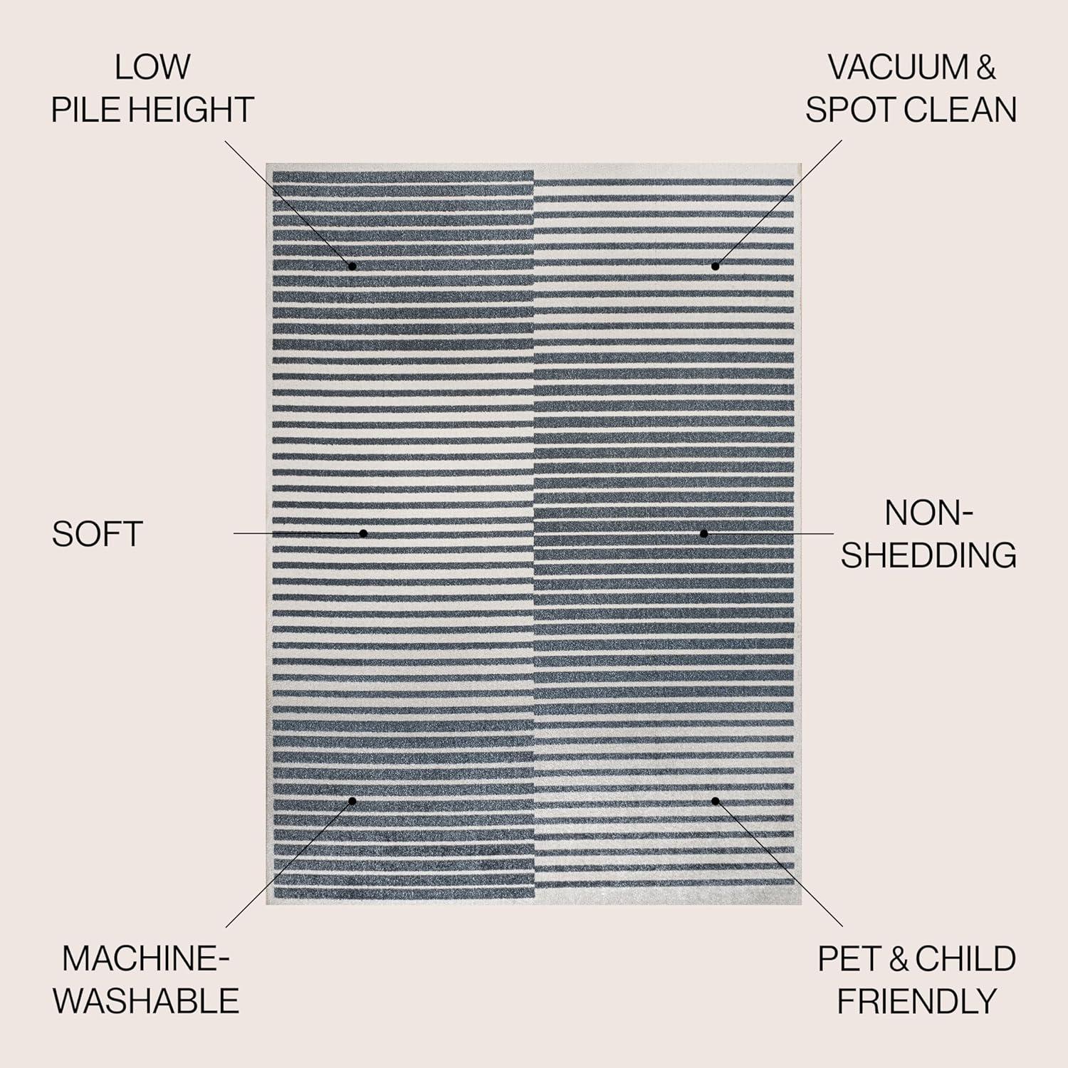 imageJONATHAN Y Machine Washable Indoor Area Rug 8X10 Dark GrayCream Shutter Minimalist Striped Plaid for Living Room Bedroom Kitchen Office EasyCleaning PetFriendly NonShedding WSH305A8Dark GrayCream