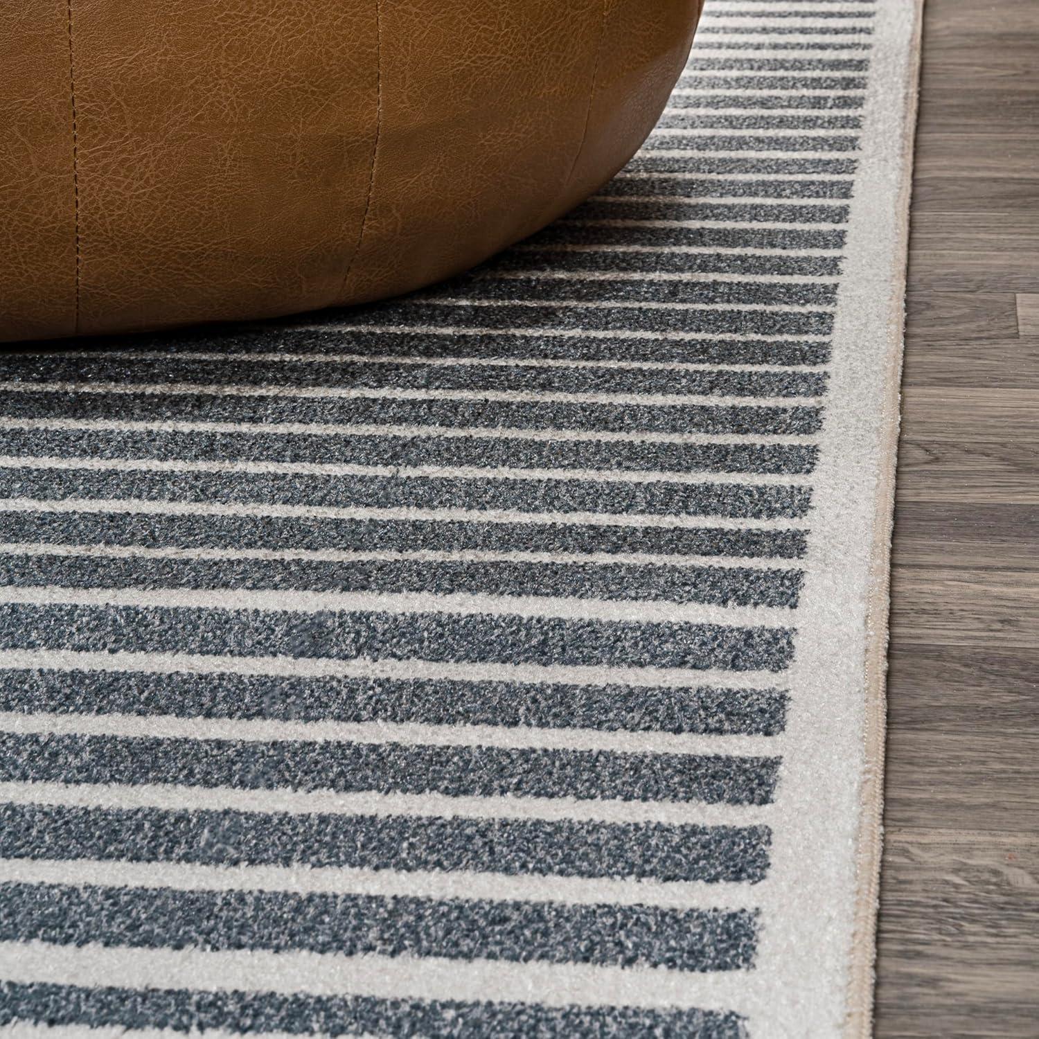 imageJONATHAN Y Machine Washable Indoor Area Rug 8X10 Dark GrayCream Shutter Minimalist Striped Plaid for Living Room Bedroom Kitchen Office EasyCleaning PetFriendly NonShedding WSH305A8Dark GrayCream