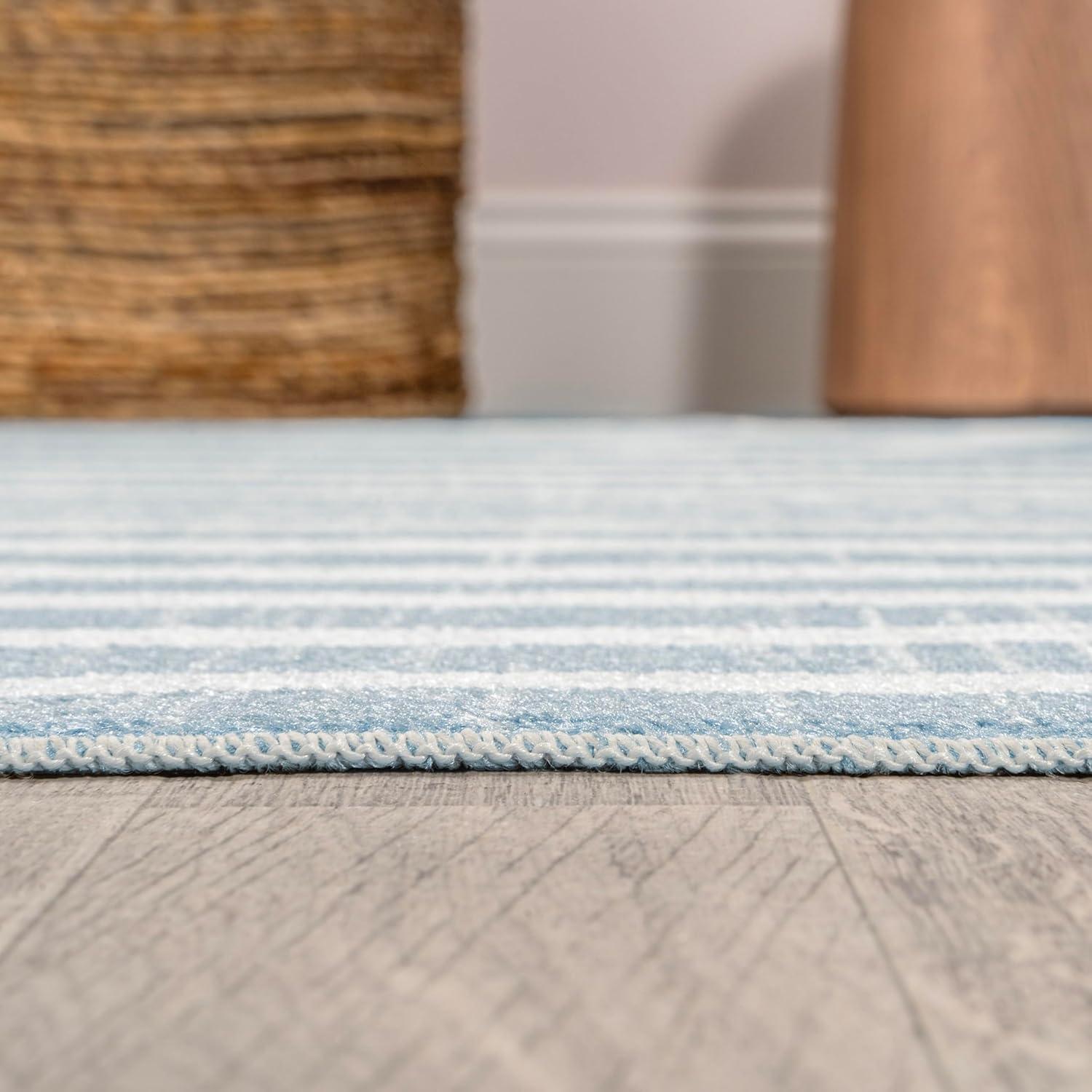 imageJONATHAN Y Machine Washable Indoor Area Rug 8X10 Dark GrayCream Shutter Minimalist Striped Plaid for Living Room Bedroom Kitchen Office EasyCleaning PetFriendly NonShedding WSH305A8Maze BlueCream