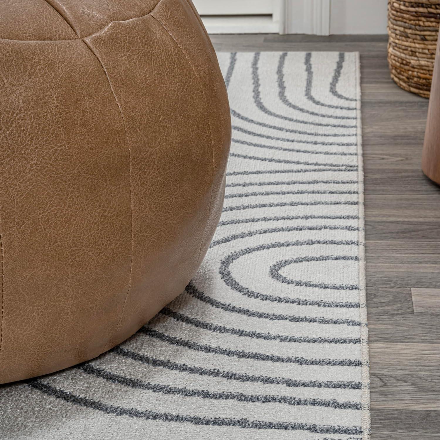 imageJONATHAN Y Machine Washable Indoor Area Rug 8X10 Dark GrayCream Shutter Minimalist Striped Plaid for Living Room Bedroom Kitchen Office EasyCleaning PetFriendly NonShedding WSH305A8Doodle CreamDark Gray