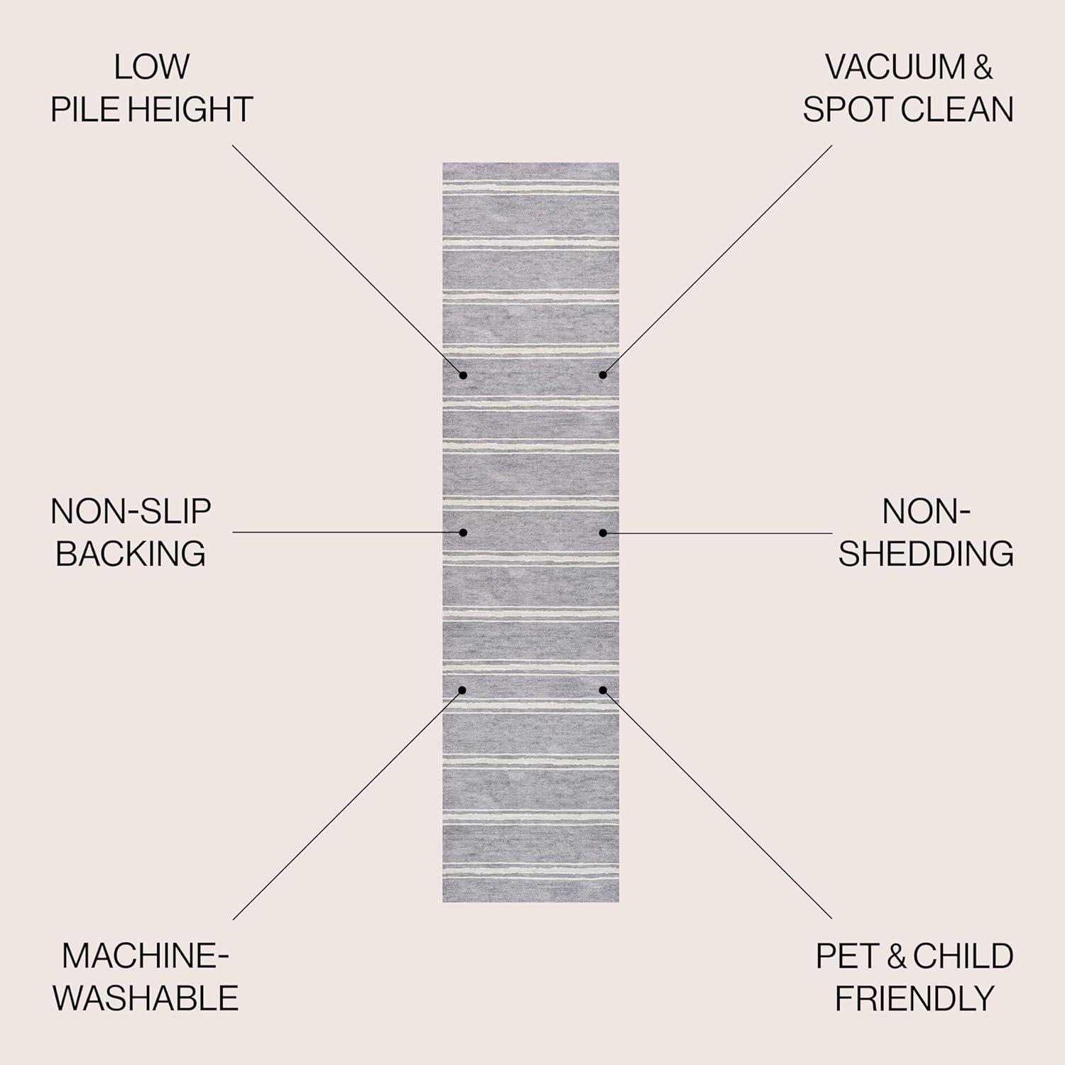 imageJONATHAN Y Machine Washable Indoor Area Rug 8X10 Dark GrayCream Shutter Minimalist Striped Plaid for Living Room Bedroom Kitchen Office EasyCleaning PetFriendly NonShedding WSH305A8LavenderIvory