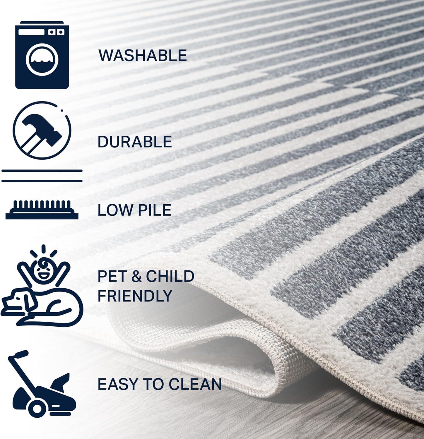 imageJONATHAN Y Machine Washable Indoor Area Rug 8X10 Dark GrayCream Shutter Minimalist Striped Plaid for Living Room Bedroom Kitchen Office EasyCleaning PetFriendly NonShedding WSH305A8Dark GrayCream