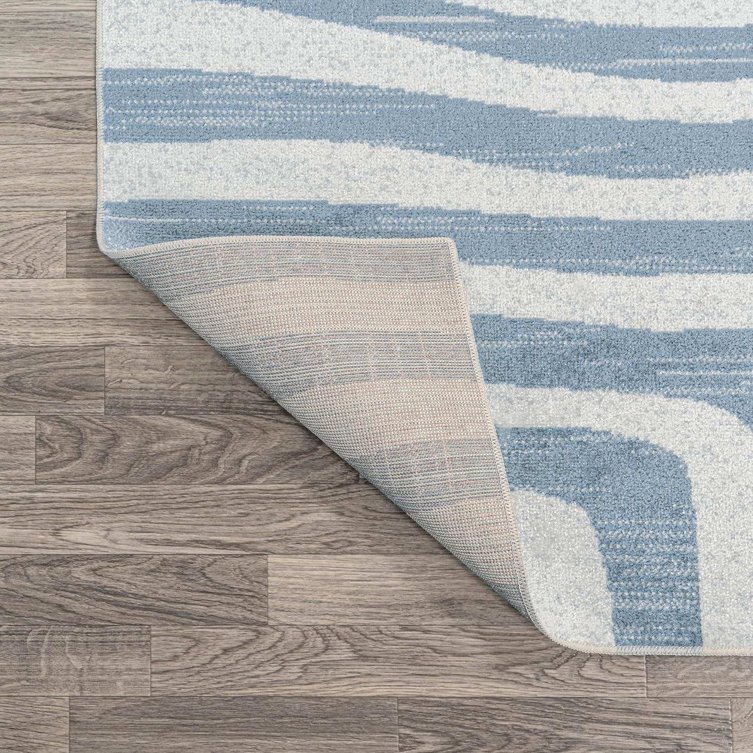 imageJONATHAN Y Machine Washable Indoor Area Rug 8X10 Dark GrayCream Shutter Minimalist Striped Plaid for Living Room Bedroom Kitchen Office EasyCleaning PetFriendly NonShedding WSH305A8Maze BlueCream