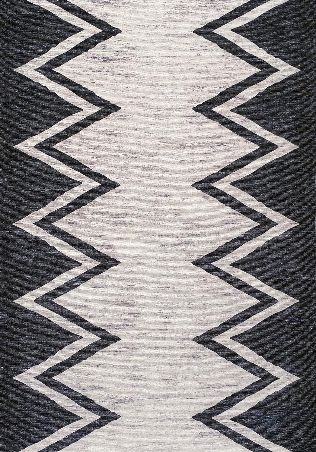 imageJONATHAN Y Machine Washable IvoryNavy Indoor Area Rug 8X10 ft Siksak Modern Chevron Border for Living Room Bedroom Kitchen Office EasyCleaning PetFriendly NonShedding WSH124A8IvoryNavy