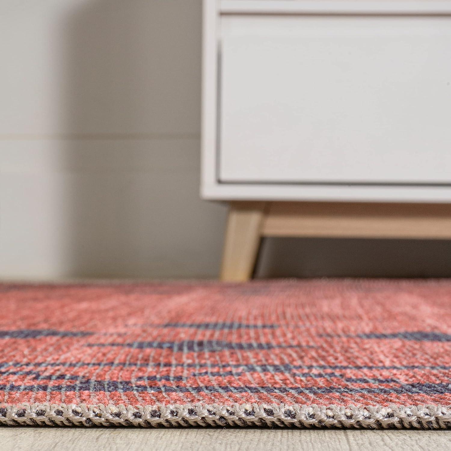 imageJONATHAN Y Machine Washable IvoryNavy Indoor Area Rug 8X10 ft Siksak Modern Chevron Border for Living Room Bedroom Kitchen Office EasyCleaning PetFriendly NonShedding WSH124A8RedDark Gray