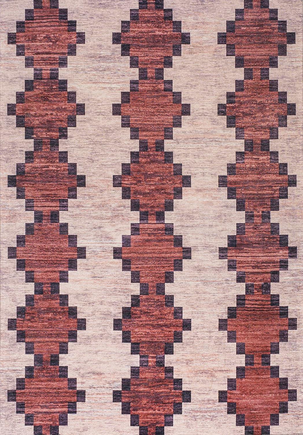 imageJONATHAN Y Machine Washable IvoryNavy Indoor Area Rug 8X10 ft Siksak Modern Chevron Border for Living Room Bedroom Kitchen Office EasyCleaning PetFriendly NonShedding WSH124A8RedIvory