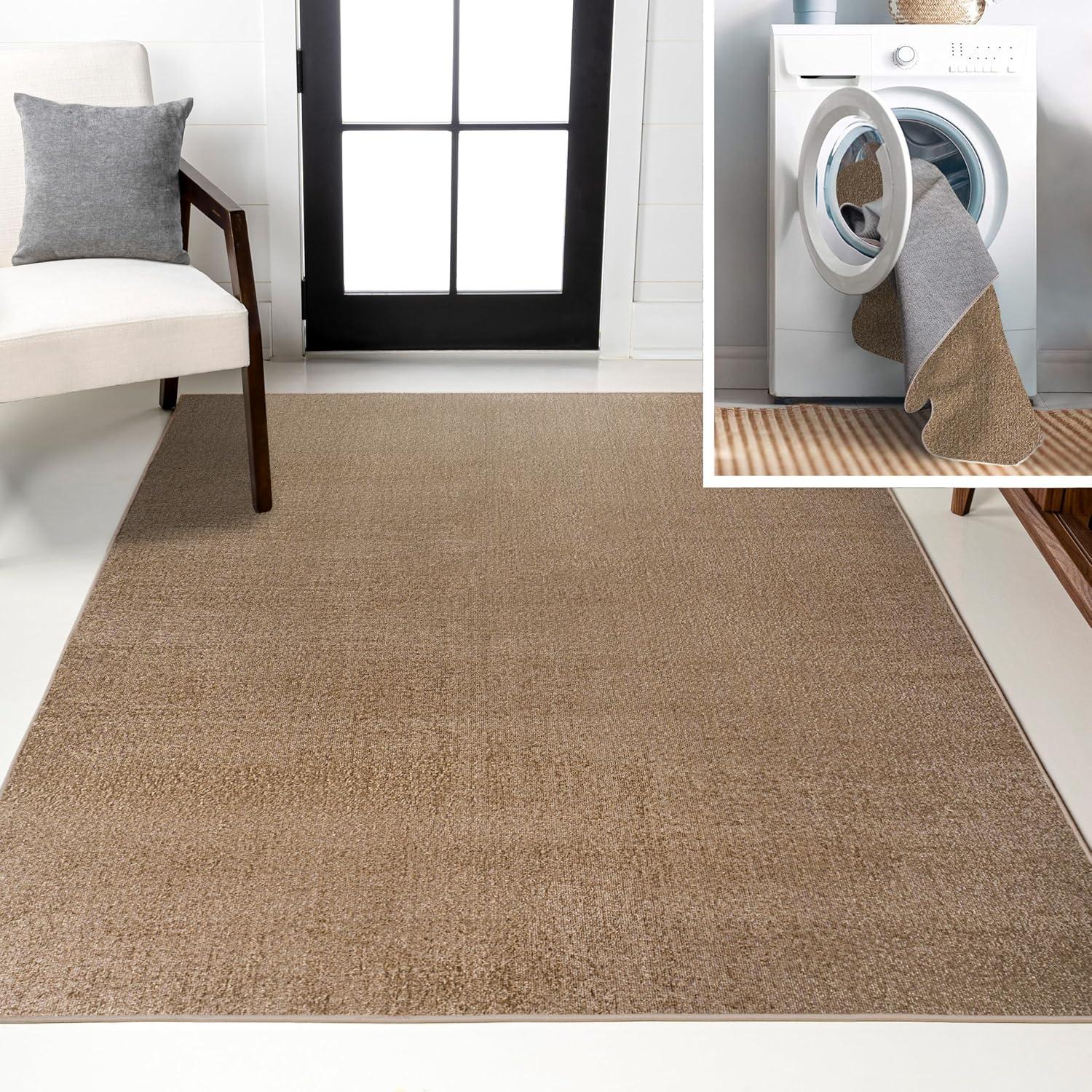 imageJONATHAN Y Machine Washable Sage Green Indoor Area Rug 8X10 ft Twyla Classic Solid LowPile for Living Room Bedroom Kitchen Office EasyCleaning PetFriendly NonShedding WSH300H8Brown