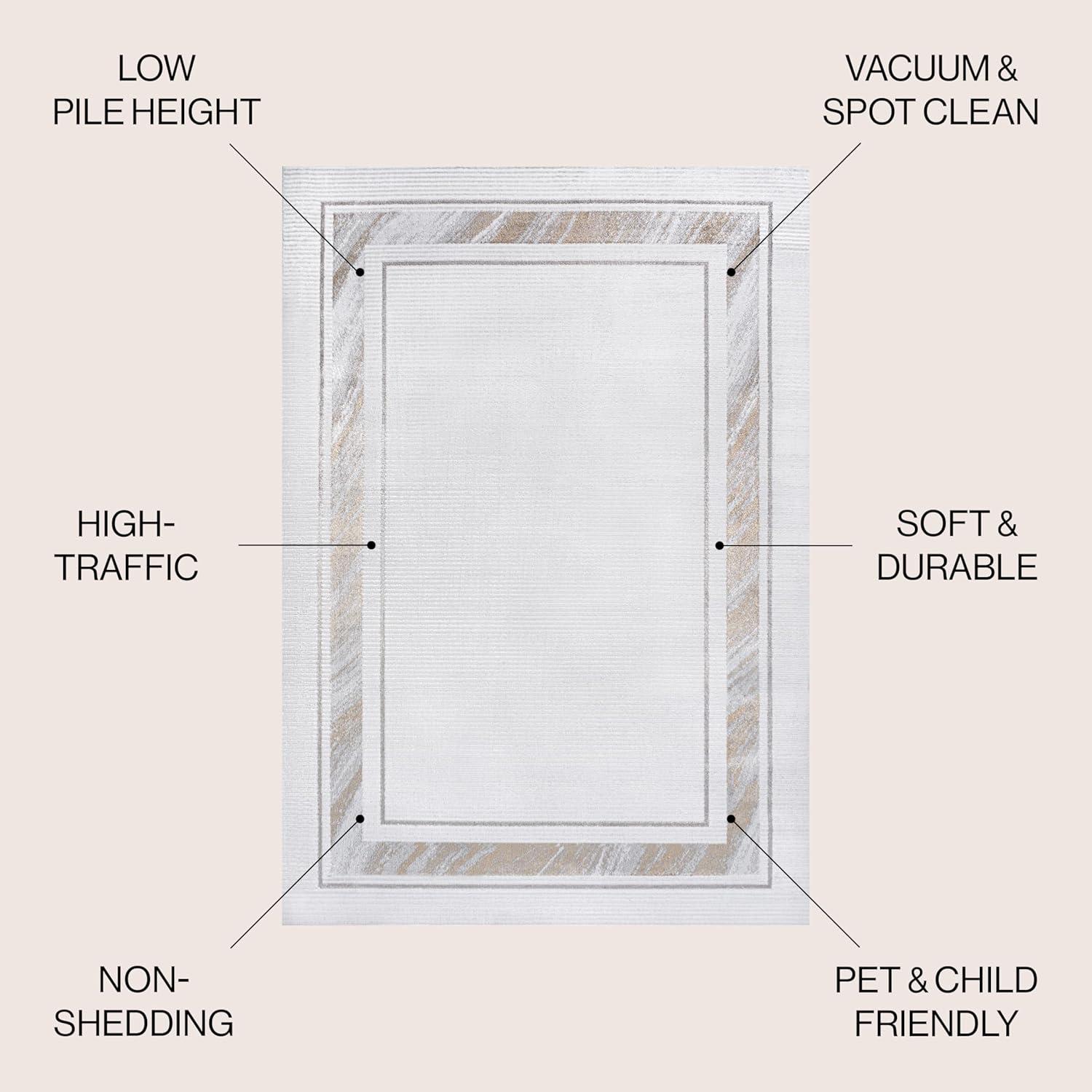 imageJONATHAN Y Marble Pattern HighLow SilverWhite Indoor Area Rug 8x10 Athens Classic Border EasyCleaning for Living Room Bedroom Kitchen Pet Friendly NonShedding CAR102A8SilverGold