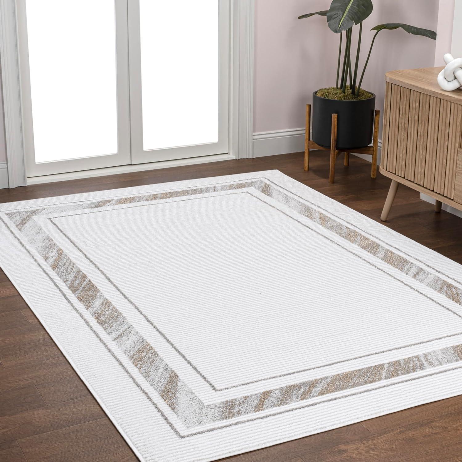 imageJONATHAN Y Marble Pattern HighLow SilverWhite Indoor Area Rug 8x10 Athens Classic Border EasyCleaning for Living Room Bedroom Kitchen Pet Friendly NonShedding CAR102A8SilverGold