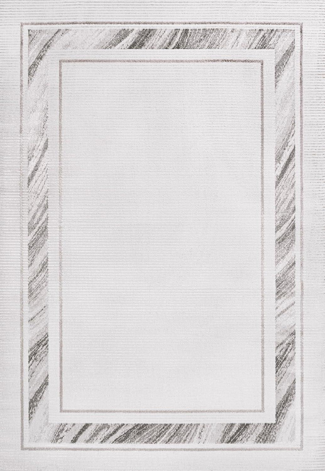 imageJONATHAN Y Marble Pattern HighLow SilverWhite Indoor Area Rug 8x10 Athens Classic Border EasyCleaning for Living Room Bedroom Kitchen Pet Friendly NonShedding CAR102A8SilverWhite