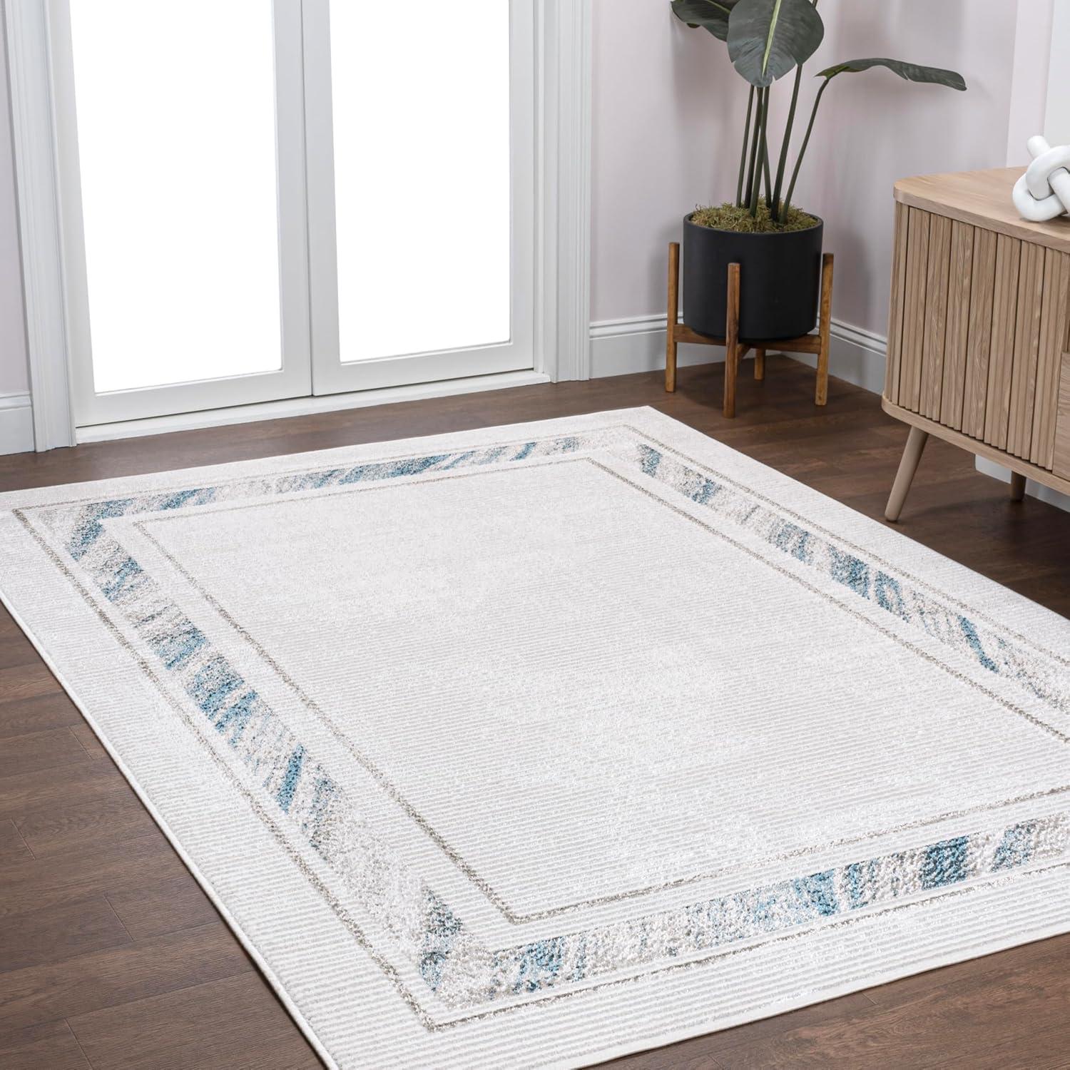 imageJONATHAN Y Marble Pattern HighLow SilverWhite Indoor Area Rug 8x10 Athens Classic Border EasyCleaning for Living Room Bedroom Kitchen Pet Friendly NonShedding CAR102A8SilverBlue