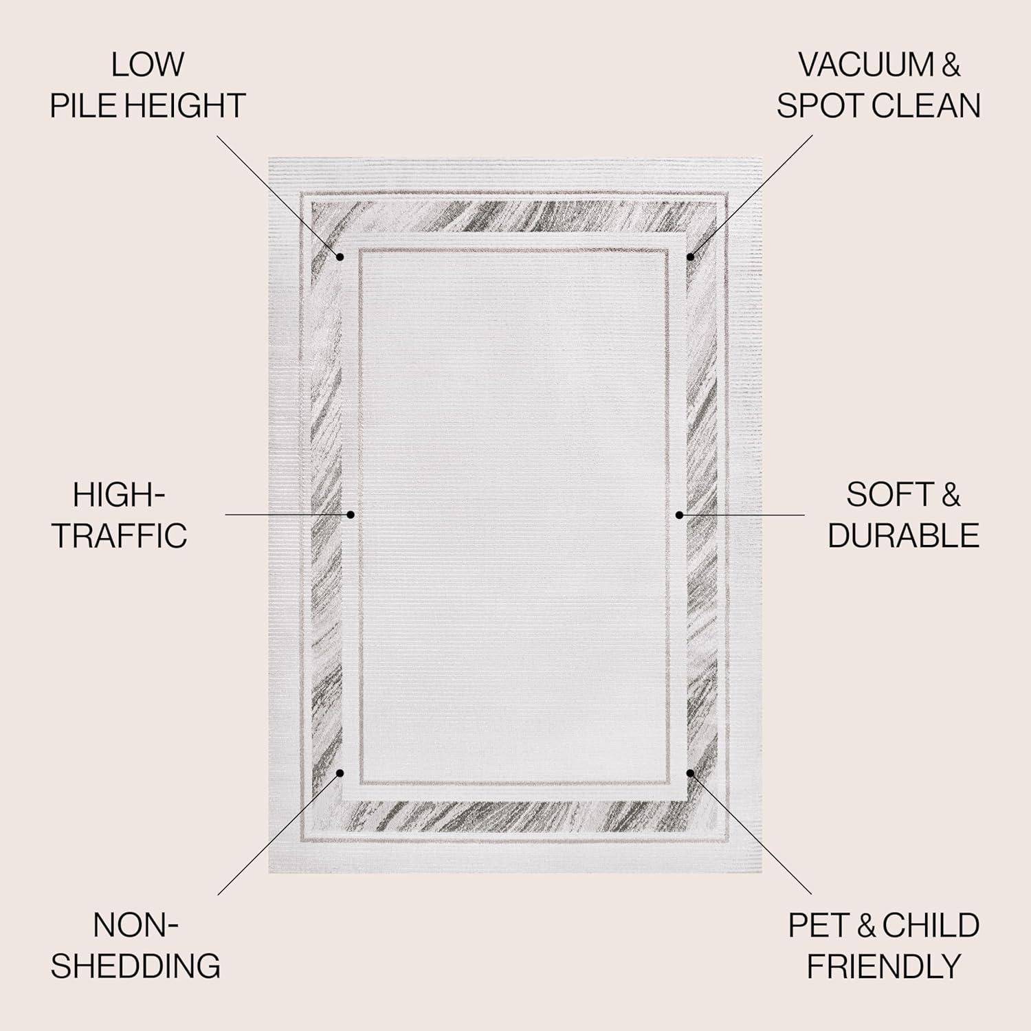 imageJONATHAN Y Marble Pattern HighLow SilverWhite Indoor Area Rug 8x10 Athens Classic Border EasyCleaning for Living Room Bedroom Kitchen Pet Friendly NonShedding CAR102A8SilverWhite