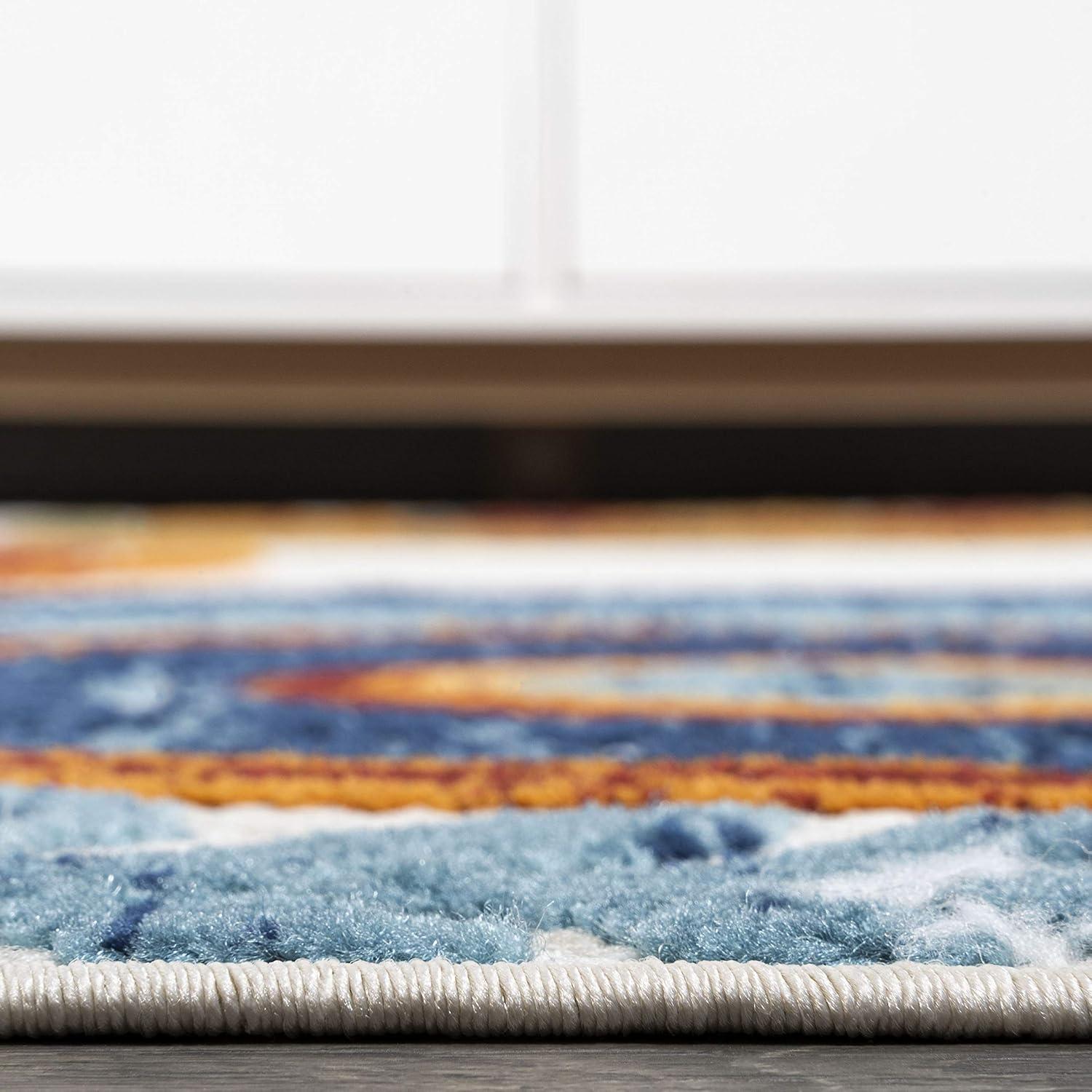 imageJONATHAN Y Medallion HighLow Indoor Outdoor Runner Rug 2X8 RedBlue Circus for Backyard Patio Porch EasyCleaning High Traffic PetFriendly NonShedding AMC106A28RedBlue