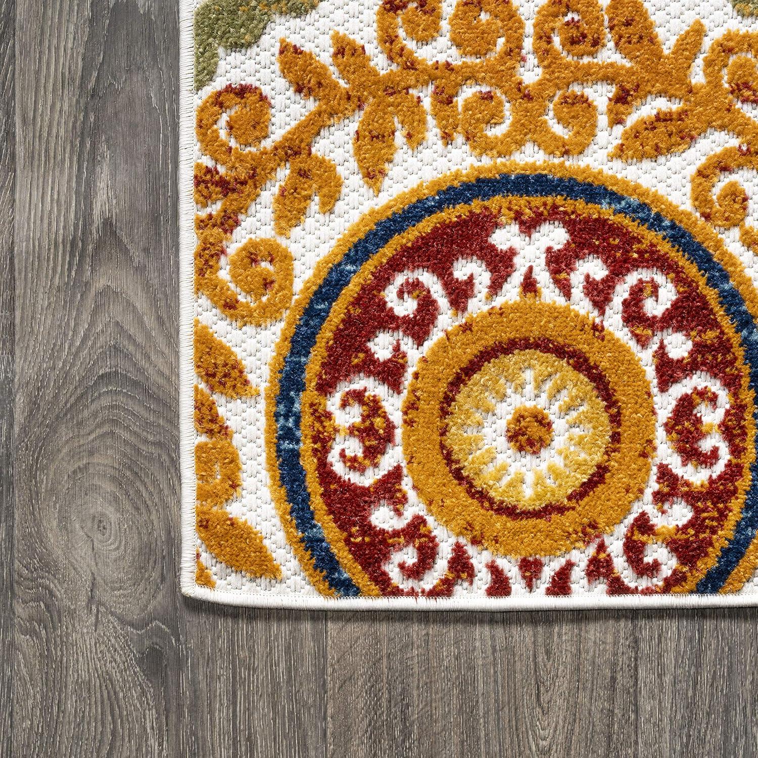 imageJONATHAN Y Medallion HighLow Indoor Outdoor Runner Rug 2X8 RedBlue Circus for Backyard Patio Porch EasyCleaning High Traffic PetFriendly NonShedding AMC106A28RedBlue