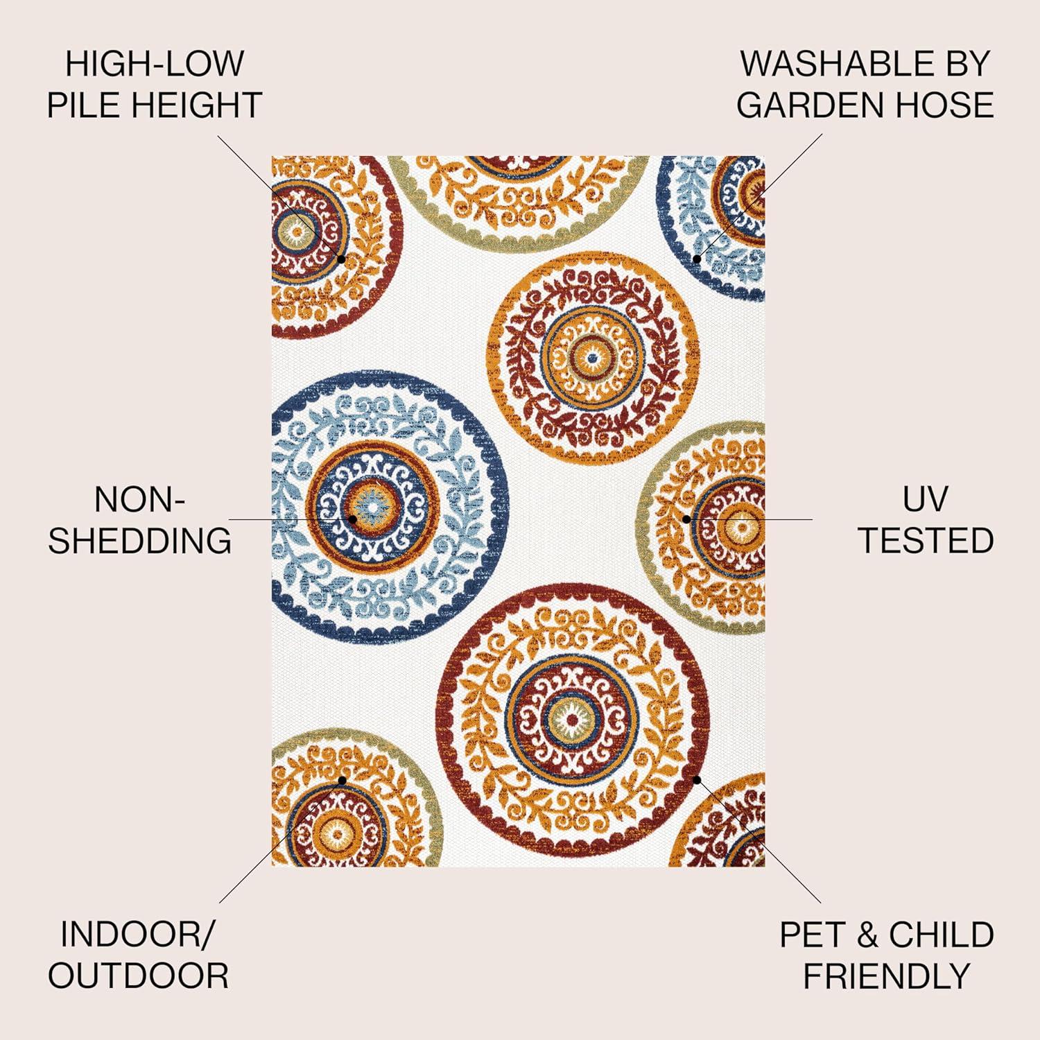 imageJONATHAN Y Medallion HighLow Indoor Outdoor Runner Rug 2X8 RedBlue Circus for Backyard Patio Porch EasyCleaning High Traffic PetFriendly NonShedding AMC106A28RedBlue