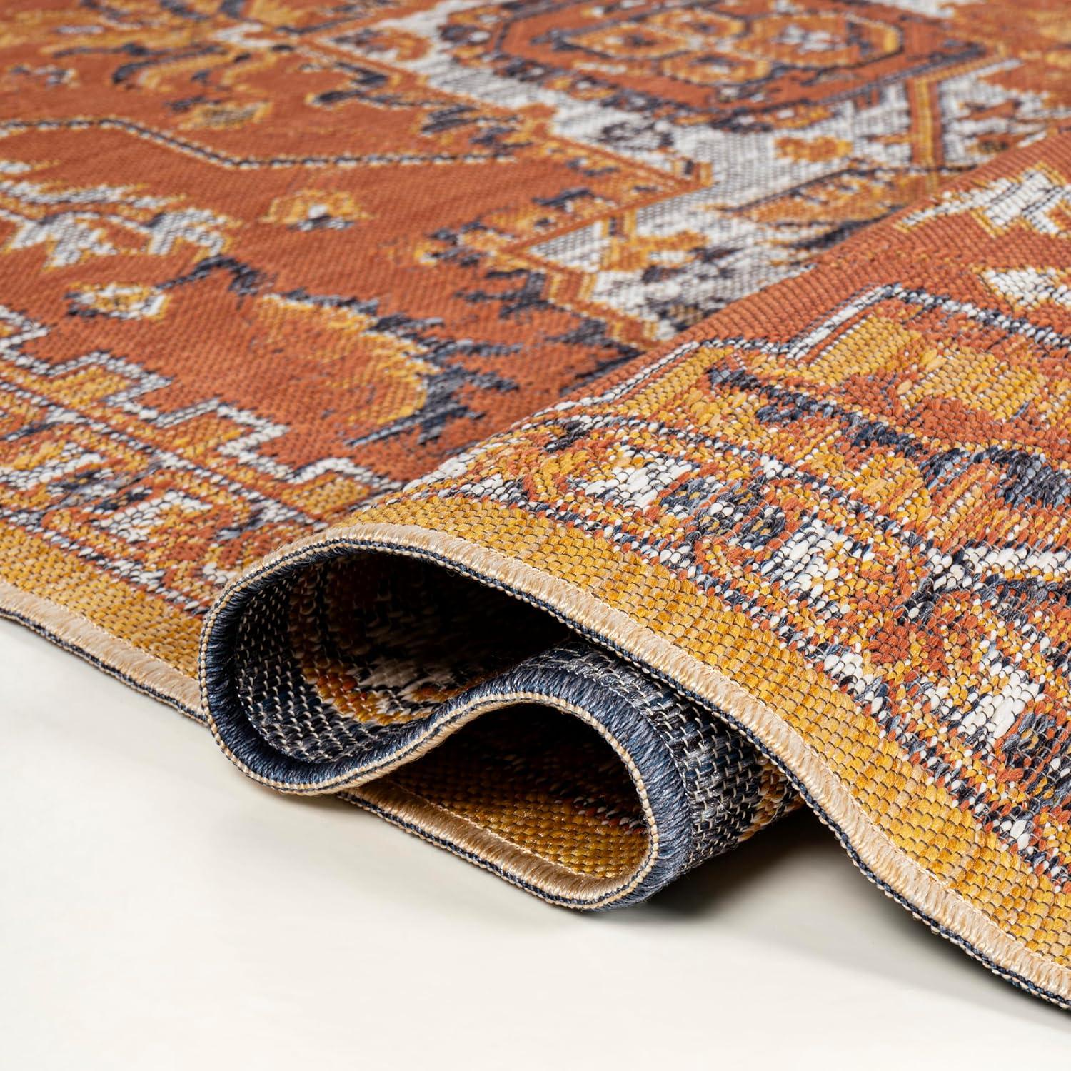 imageJONATHAN Y Medallion Reversible Washable Indoor Outdoor Area Rug 8X10 TerraBlueCream Bijan Traditional Vintage for Backyard Patio Porch EasyCleaning PetFriendly NonShedding SVH107A82 x 8 Runner