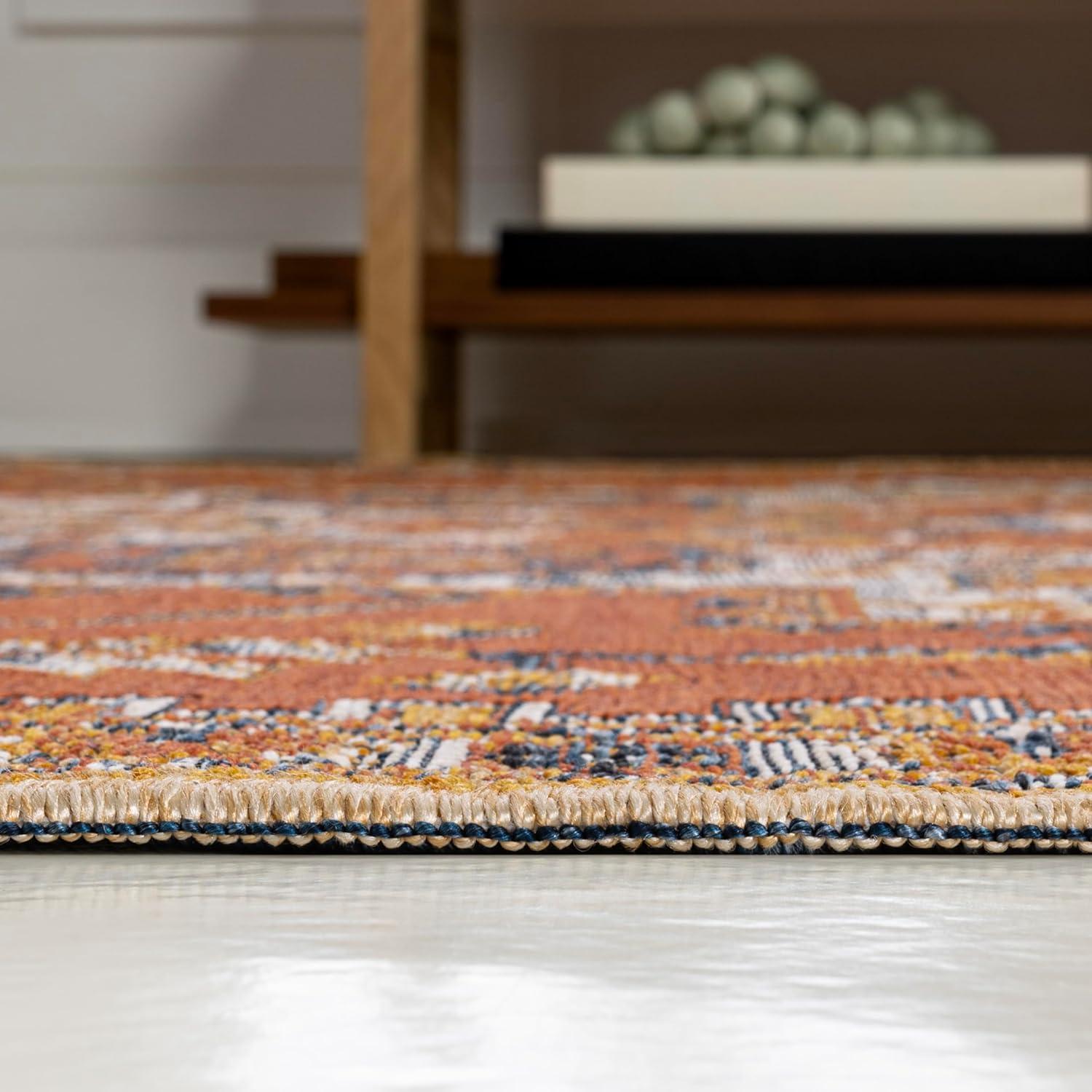 imageJONATHAN Y Medallion Reversible Washable Indoor Outdoor Area Rug 8X10 TerraBlueCream Bijan Traditional Vintage for Backyard Patio Porch EasyCleaning PetFriendly NonShedding SVH107A833 x 5 Rectangular