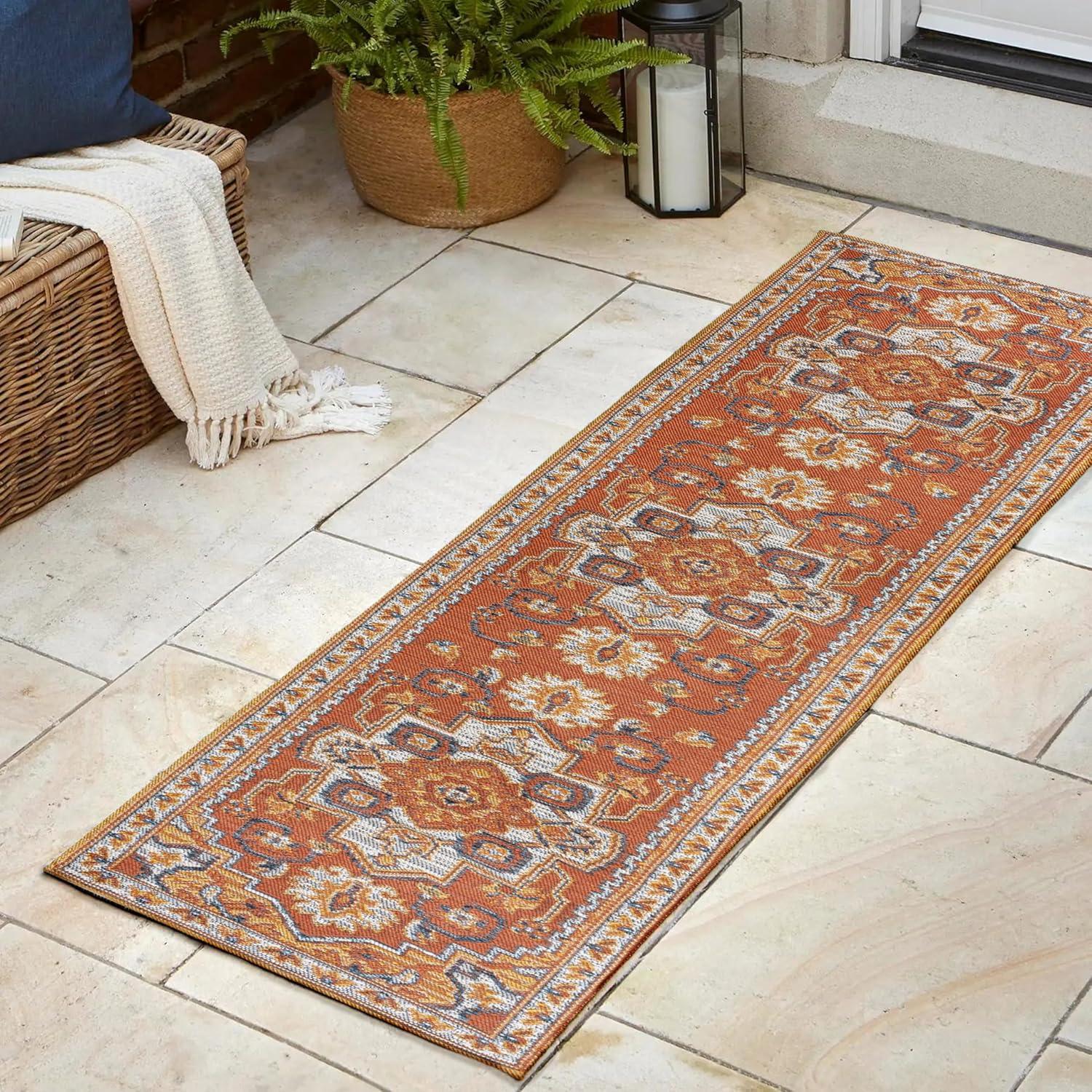 imageJONATHAN Y Medallion Reversible Washable Indoor Outdoor Area Rug 8X10 TerraBlueCream Bijan Traditional Vintage for Backyard Patio Porch EasyCleaning PetFriendly NonShedding SVH107A82 x 8 Runner