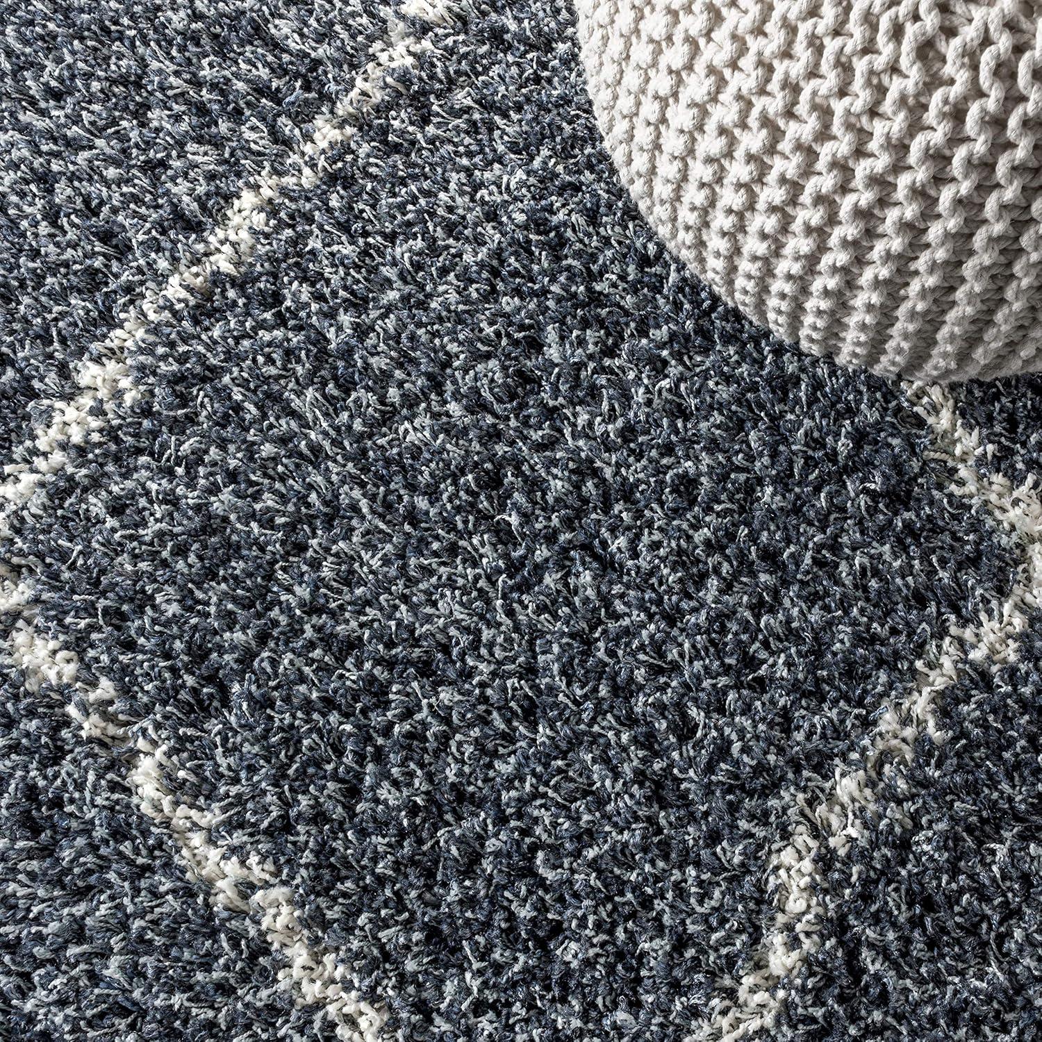 imageJONATHAN Y Mercer Shag Plush Tassel BlueCream Indoor Area Rug 8x10 Moroccan Geometric Trellis EasyCleaning for Living Room Bedroom Kitchen Pet Friendly NonShedding MCR101A8BlueCream