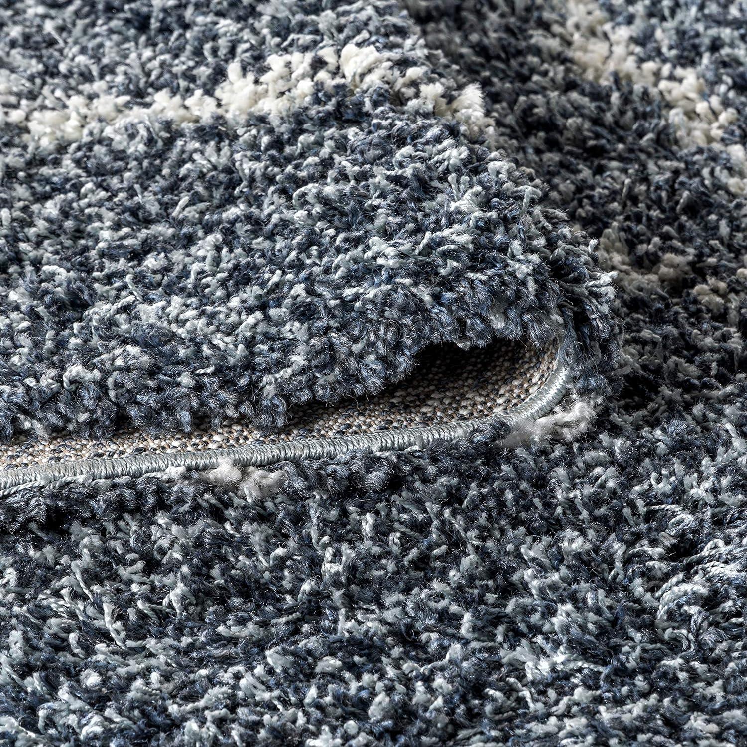 imageJONATHAN Y Mercer Shag Plush Tassel BlueCream Indoor Area Rug 8x10 Moroccan Geometric Trellis EasyCleaning for Living Room Bedroom Kitchen Pet Friendly NonShedding MCR101A8BlueCream