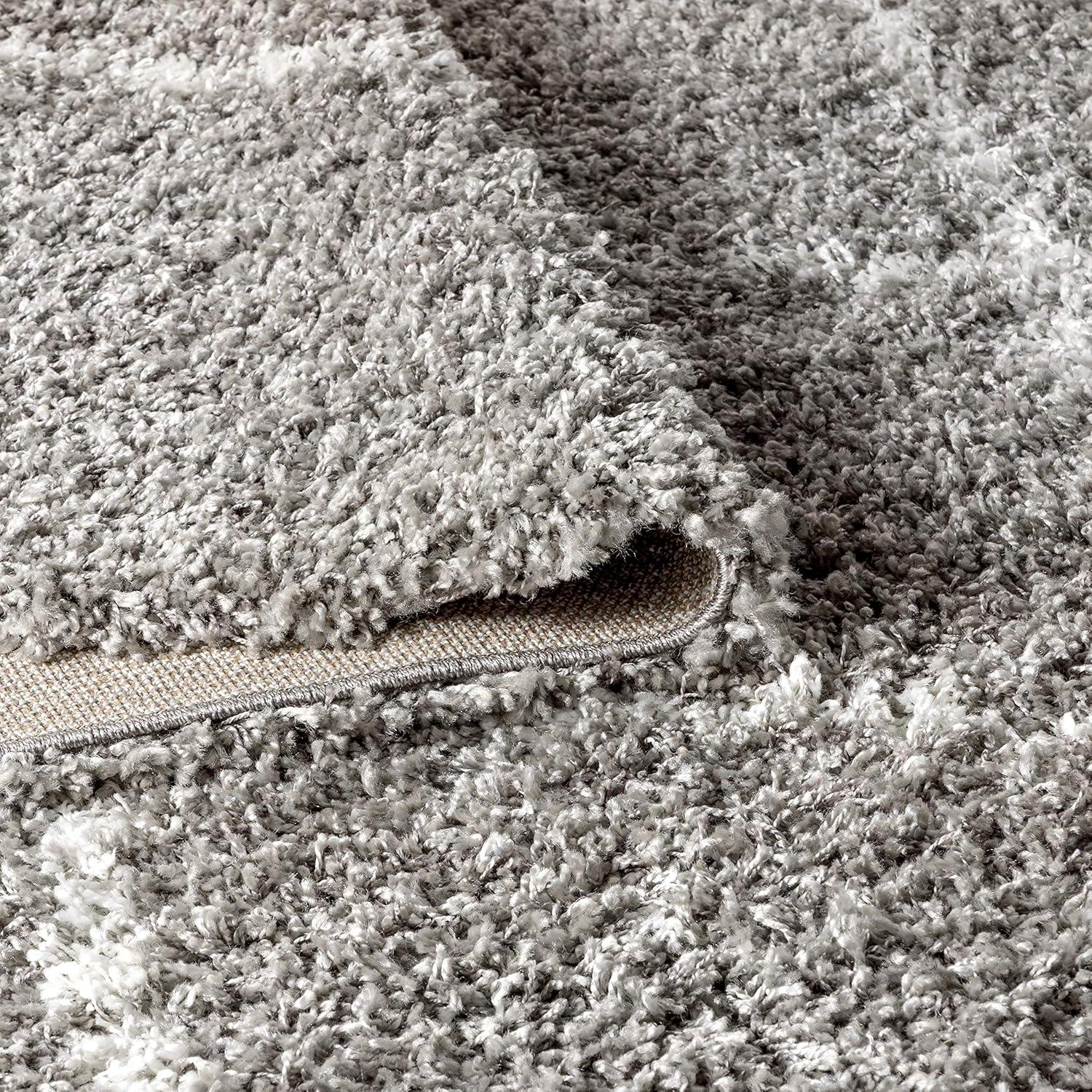 imageJONATHAN Y Mercer Shag Plush Tassel Denim BlueCream Runner Rug 2x8 Moroccan Geometric Trellis Bohemian EasyCleaning for Living Room Bedroom Kitchen NonShedding MCR103A28Grey cream With Tassel