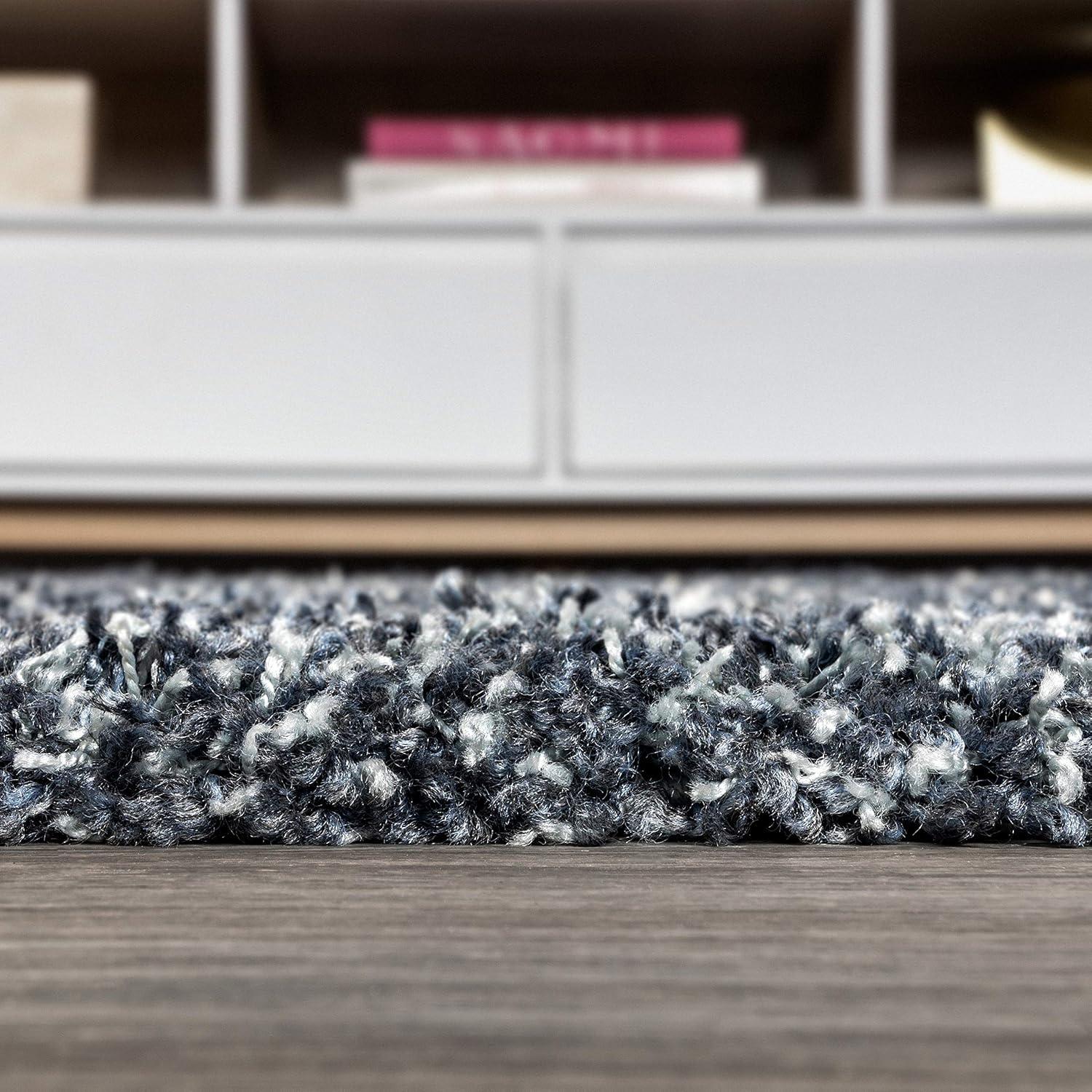 imageJONATHAN Y Mercer Shag Plush Tassel Denim BlueCream Runner Rug 2x8 Moroccan Geometric Trellis Bohemian EasyCleaning for Living Room Bedroom Kitchen NonShedding MCR103A28Denim Blue cream With Tassel