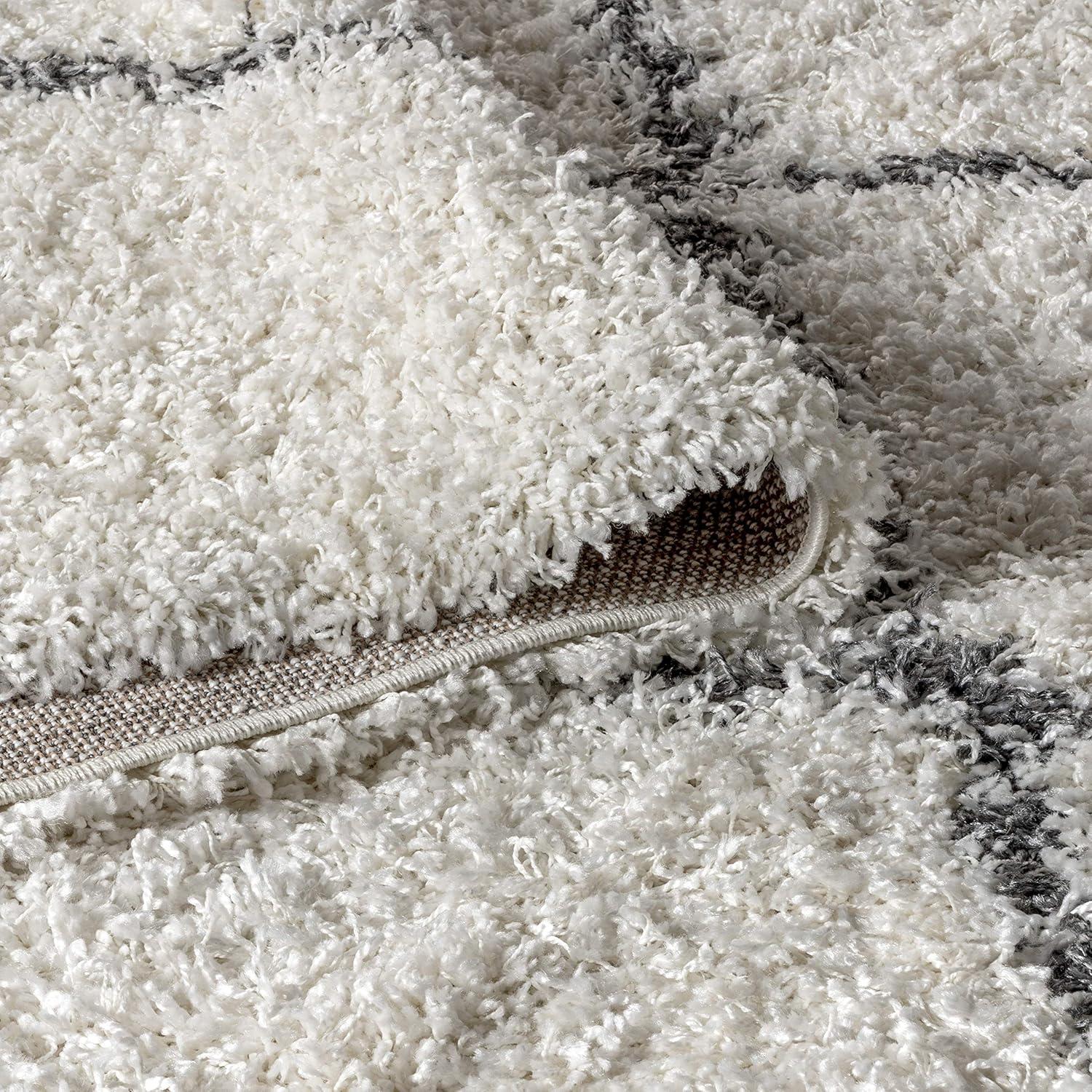 imageJONATHAN Y Mercer Shag Plush Tassel Denim BlueCream Runner Rug 2x8 Moroccan Geometric Trellis Bohemian EasyCleaning for Living Room Bedroom Kitchen NonShedding MCR103A28Cream grey With Tassel