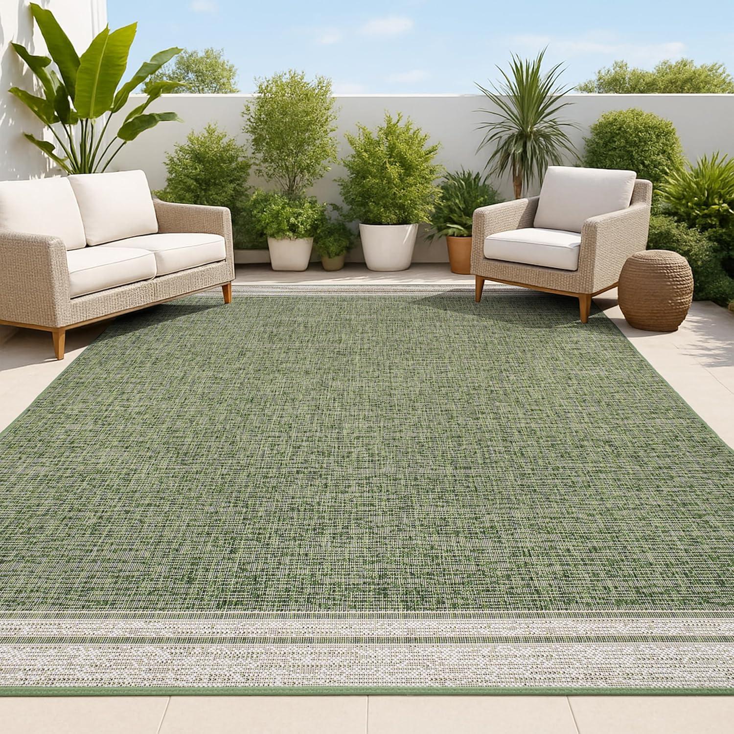 imageJONATHAN Y Mingled Solid Indoor Outdoor Area Rug 8X10 TurquoiseCream Alda Modern Minimalist for Backyard Patio Porch EasyCleaning High Traffic PetFriendly NonShedding TSN213E8GreenCream