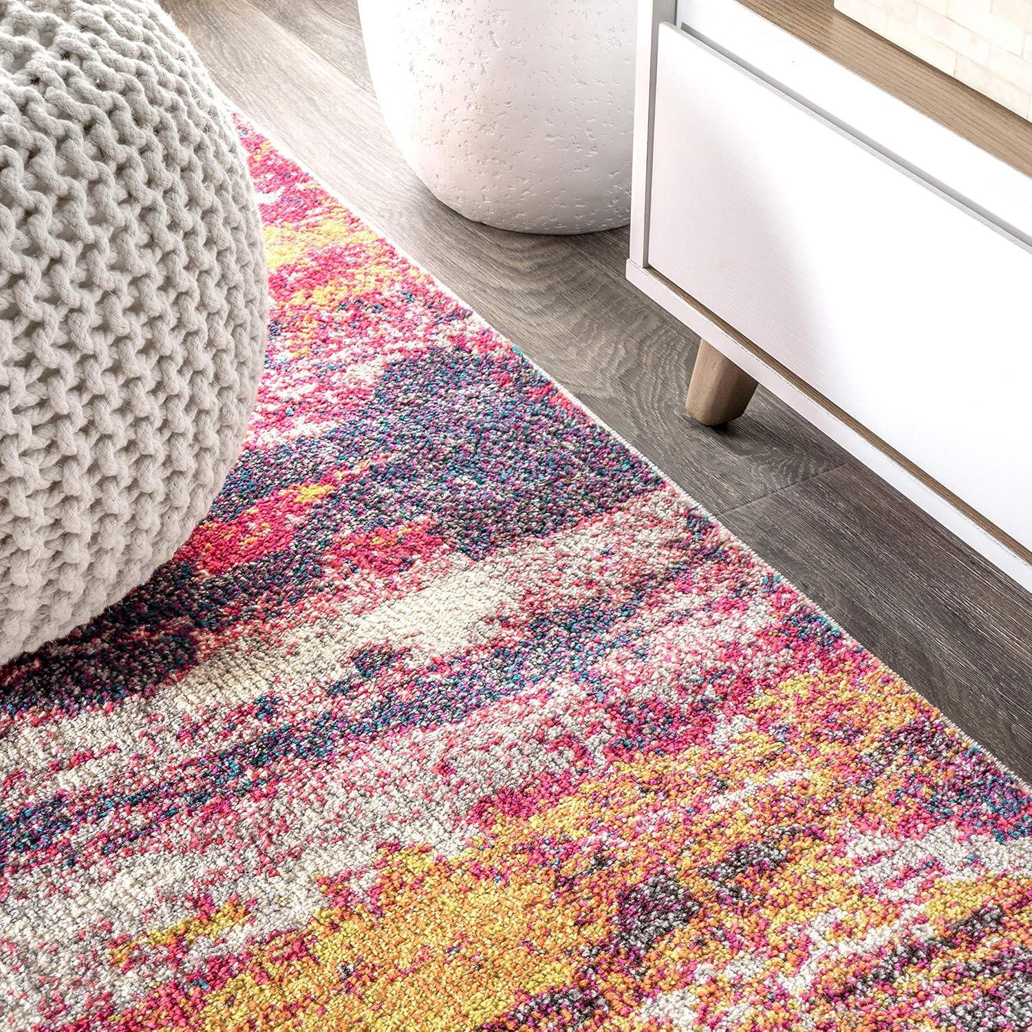 imageJONATHAN Y Modern Abstract Brushstroke CreamBlue Indoor Area Rug 5x8 Contemporary POP Transitional EasyCleaning for Living Room Bedroom Kitchen Pet Friendly NonShedding CTP102C5PinkCream