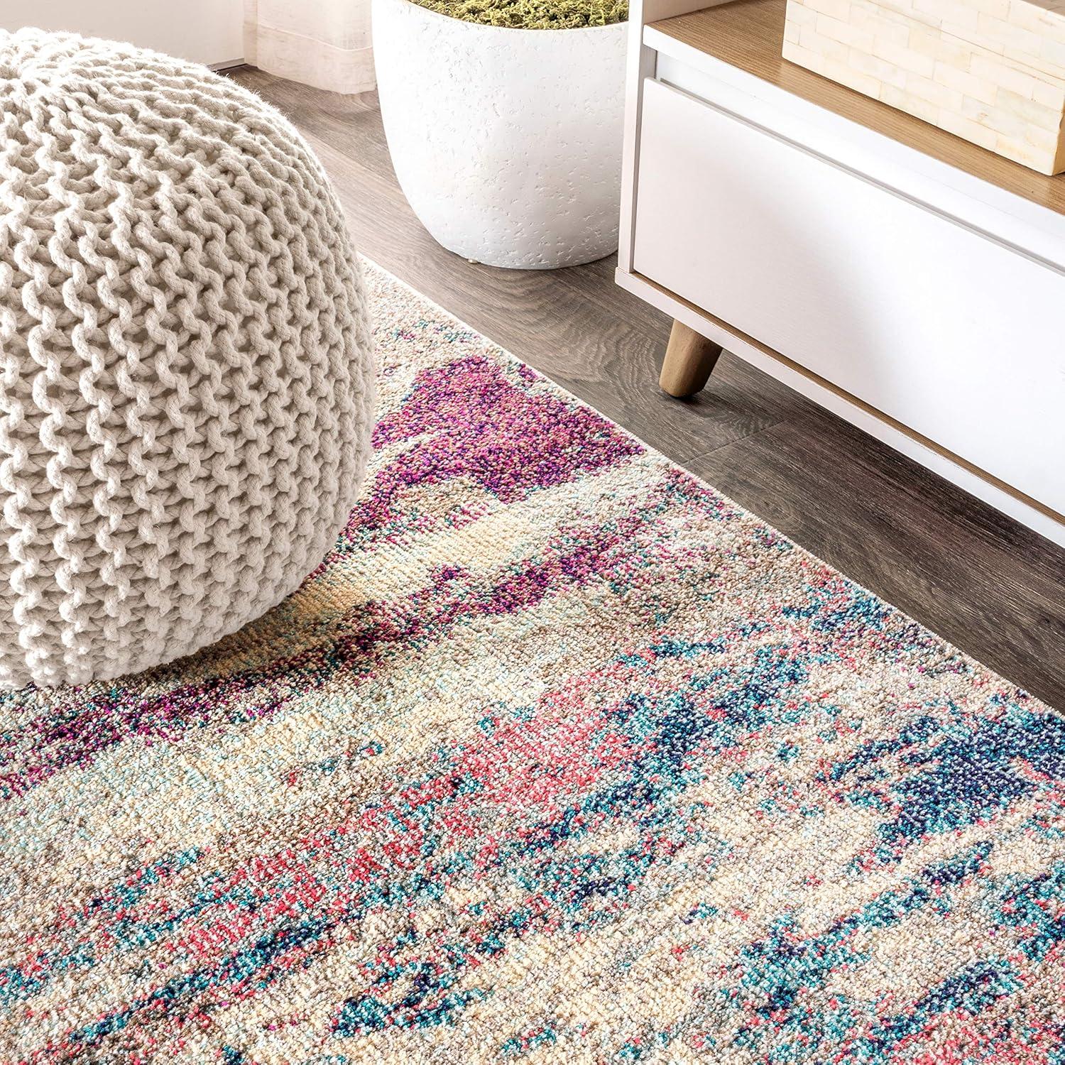 imageJONATHAN Y Modern Abstract Brushstroke CreamBlue Indoor Area Rug 5x8 Contemporary POP Transitional EasyCleaning for Living Room Bedroom Kitchen Pet Friendly NonShedding CTP102C5CreamPink