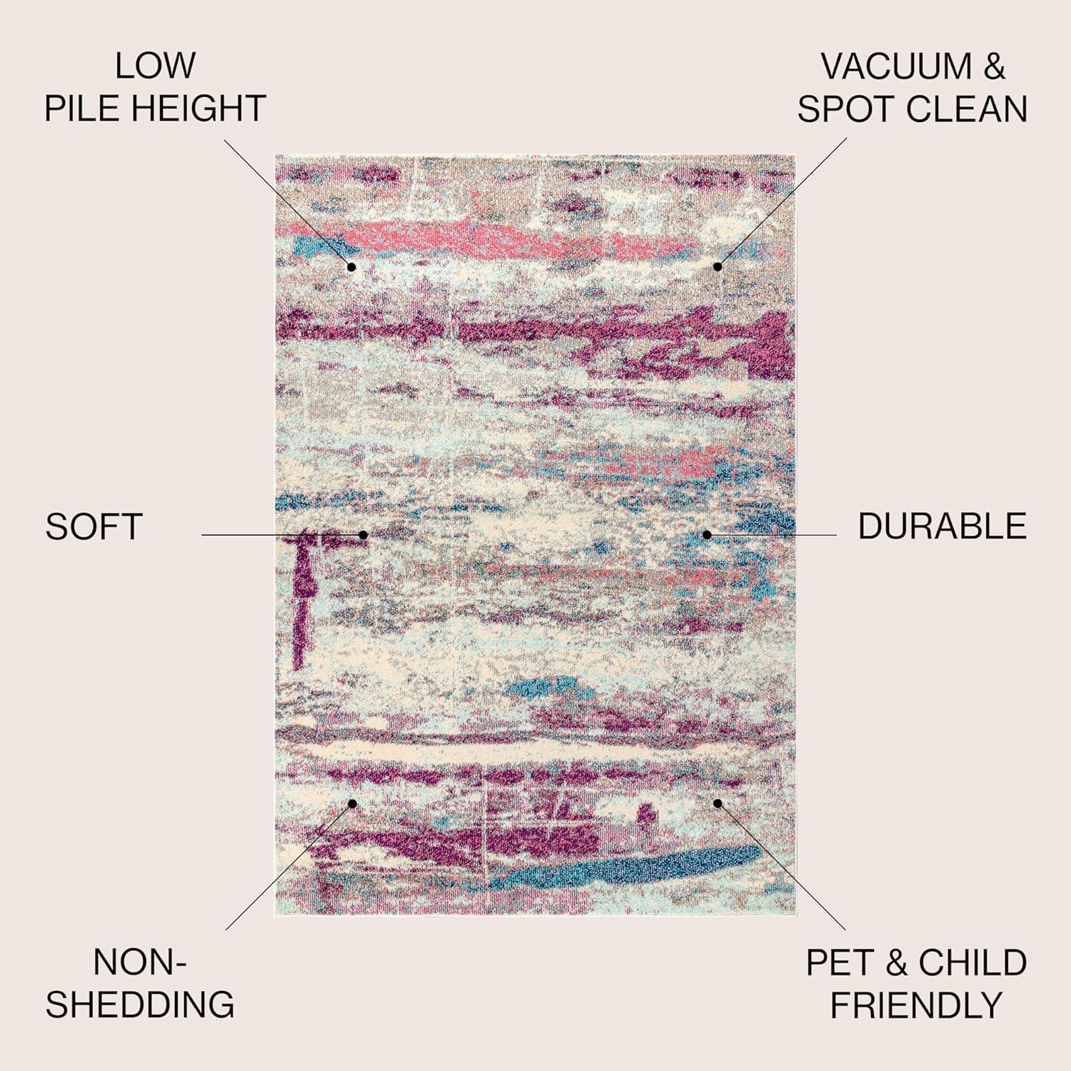 imageJONATHAN Y Modern Abstract Brushstroke CreamBlue Indoor Area Rug 5x8 Contemporary POP Transitional EasyCleaning for Living Room Bedroom Kitchen Pet Friendly NonShedding CTP102C5CreamPink