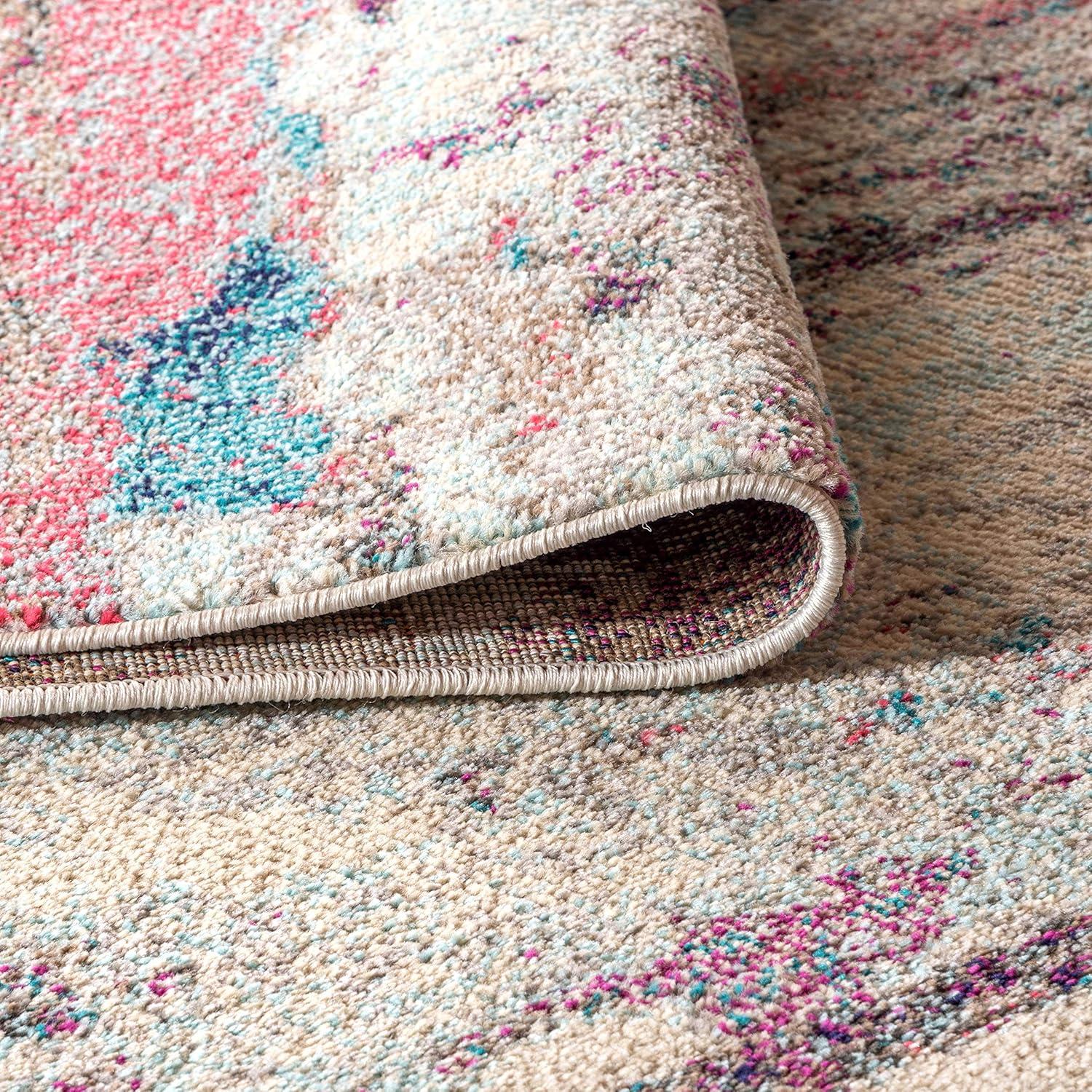 imageJONATHAN Y Modern Abstract Brushstroke CreamBlue Indoor Area Rug 5x8 Contemporary POP Transitional EasyCleaning for Living Room Bedroom Kitchen Pet Friendly NonShedding CTP102C5CreamPink