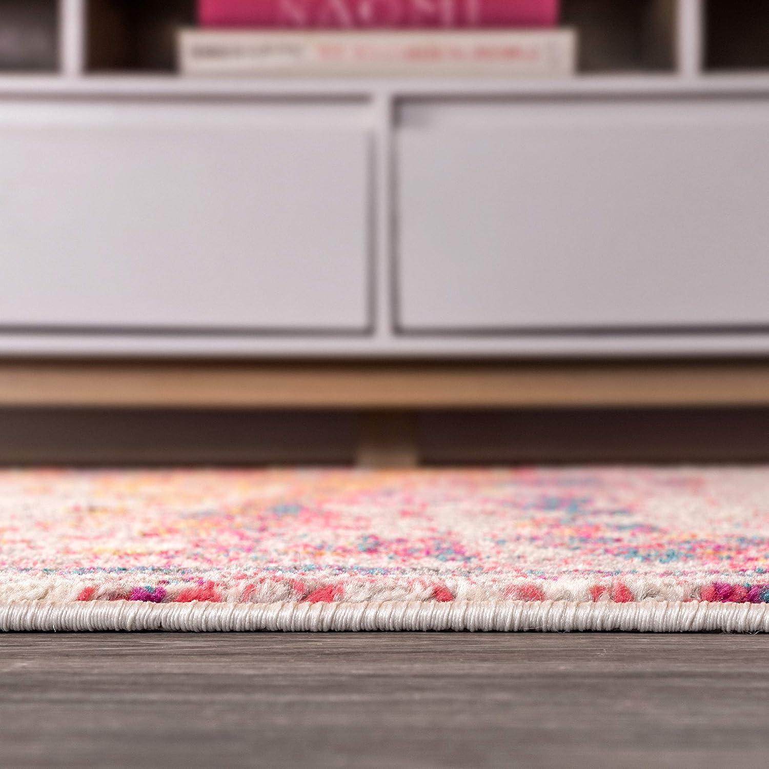 imageJONATHAN Y Modern Abstract Brushstroke CreamBlue Indoor Area Rug 5x8 Contemporary POP Transitional EasyCleaning for Living Room Bedroom Kitchen Pet Friendly NonShedding CTP102C5PinkCream