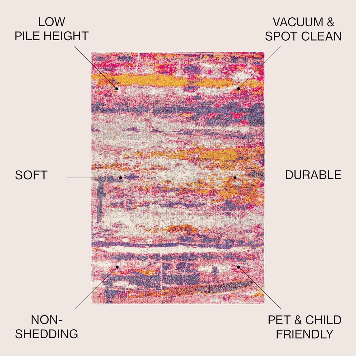 imageJONATHAN Y Modern Abstract Brushstroke CreamBlue Indoor Area Rug 5x8 Contemporary POP Transitional EasyCleaning for Living Room Bedroom Kitchen Pet Friendly NonShedding CTP102C5PinkCream