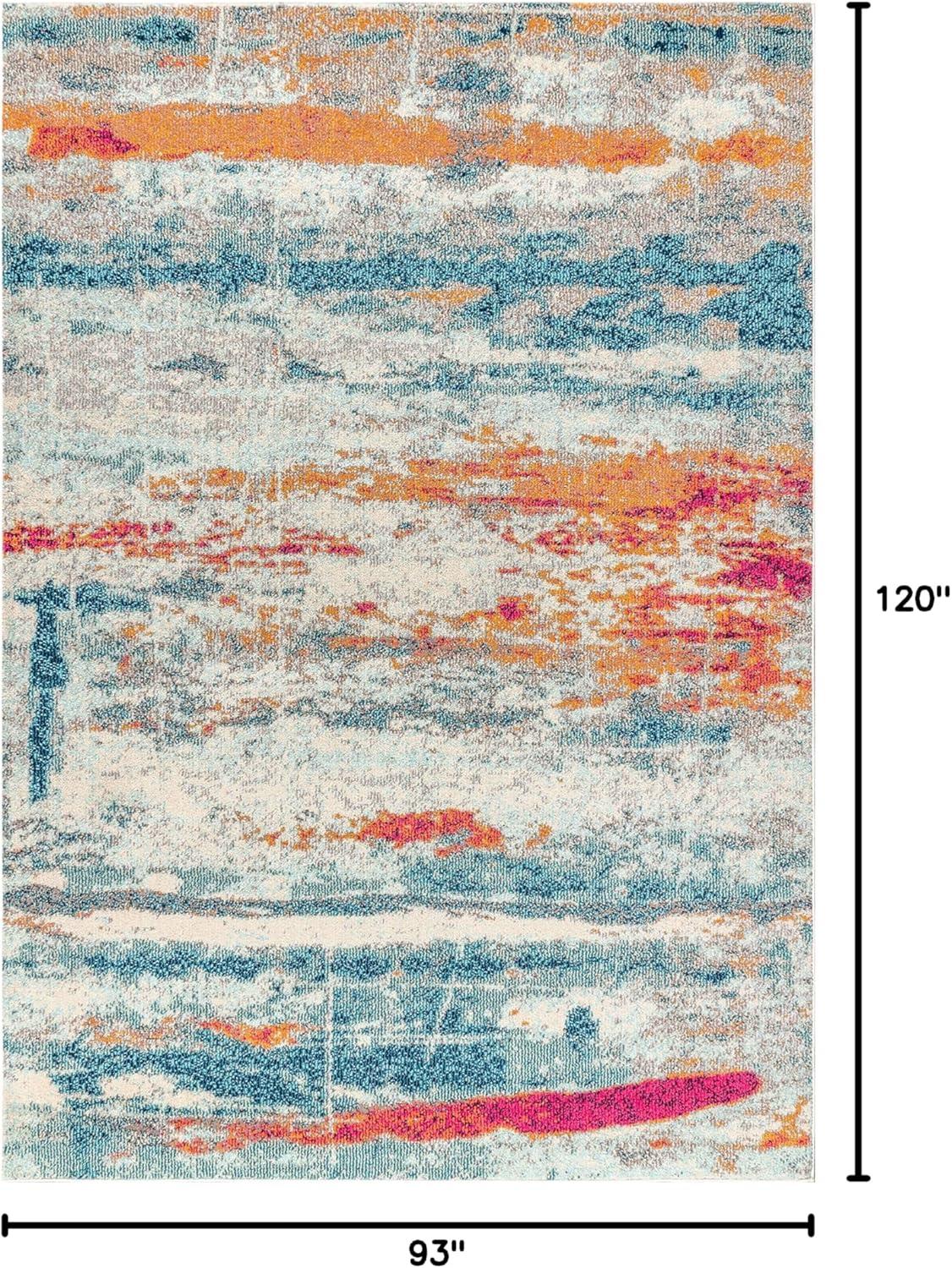 imageJONATHAN Y Modern Abstract Brushstroke CreamBlue Indoor Area Rug 5x8 Contemporary POP Transitional EasyCleaning for Living Room Bedroom Kitchen Pet Friendly NonShedding CTP102C5CreamBlue