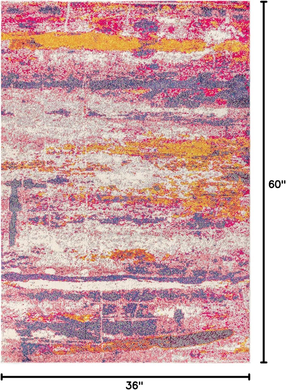 imageJONATHAN Y Modern Abstract Brushstroke CreamBlue Indoor Area Rug 5x8 Contemporary POP Transitional EasyCleaning for Living Room Bedroom Kitchen Pet Friendly NonShedding CTP102C5PinkCream