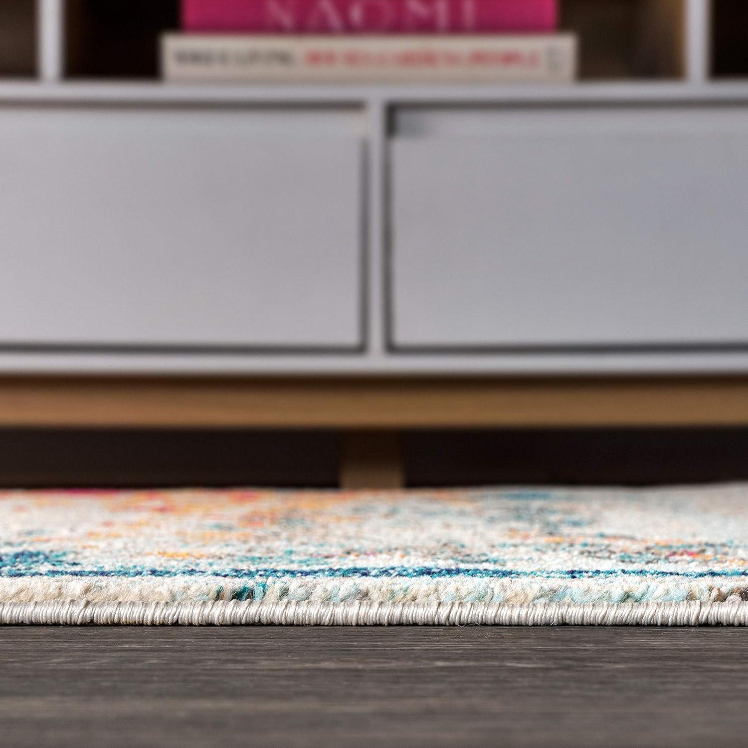 imageJONATHAN Y Modern Abstract Brushstroke CreamBlue Indoor Area Rug 5x8 Contemporary POP Transitional EasyCleaning for Living Room Bedroom Kitchen Pet Friendly NonShedding CTP102C5CreamBlue