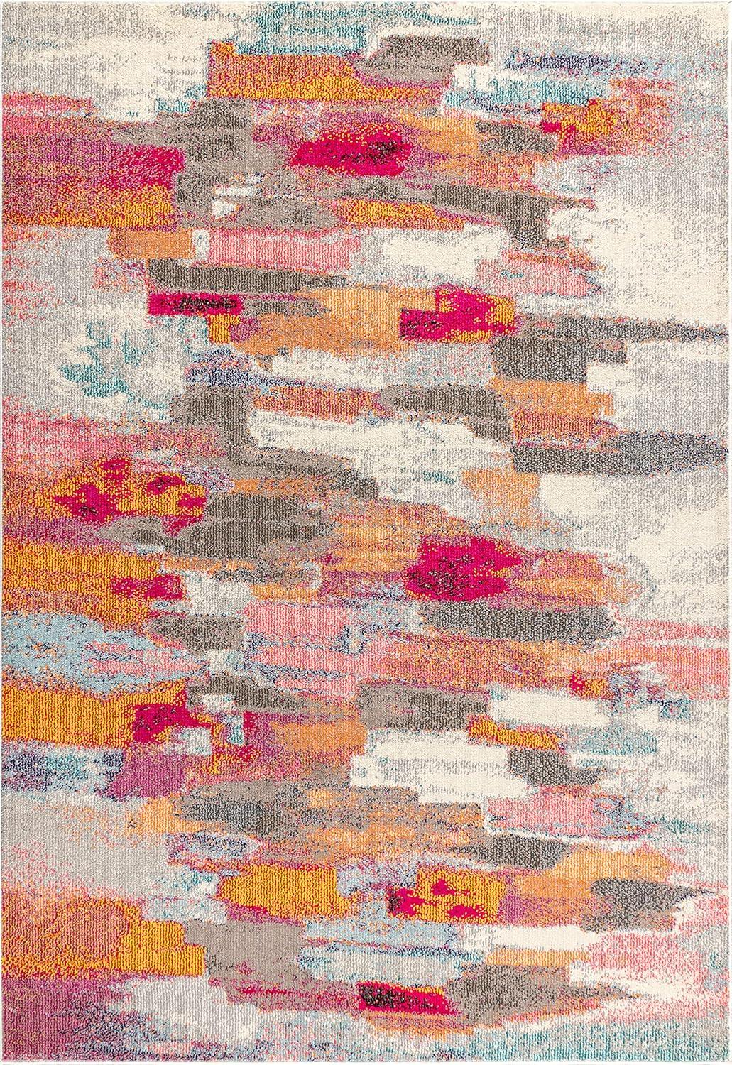 imageJONATHAN Y Modern Abstract Brushstroke IvoryPink Indoor Area Rug 5x8 Contemporary POP Transitional EasyCleaning for Living Room Bedroom Kitchen Pet Friendly NonShedding CTP101A54 x 6 Rectangular
