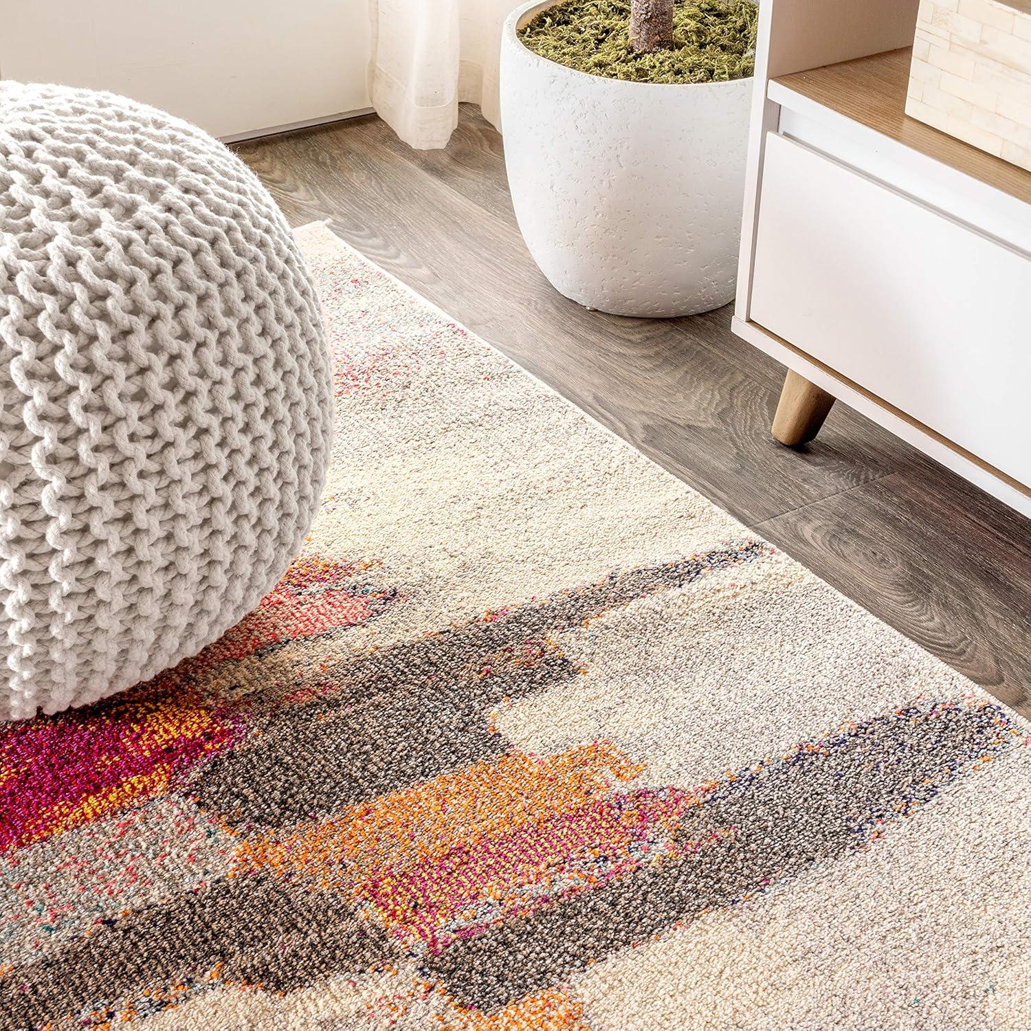 imageJONATHAN Y Modern Abstract Brushstroke IvoryPink Indoor Area Rug 5x8 Contemporary POP Transitional EasyCleaning for Living Room Bedroom Kitchen Pet Friendly NonShedding CTP101A54 x 6 Rectangular