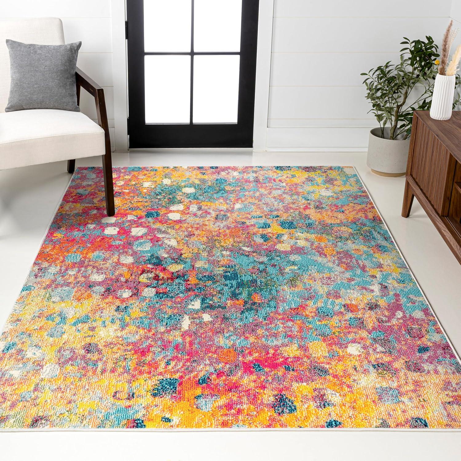 imageJONATHAN Y Modern Abstract PinkOrange Indoor Area Rug 8x10 Contemporary POP Transitional EasyCleaning for Living Room Bedroom Kitchen Pet Friendly NonShedding CTP108C8MultiYellow