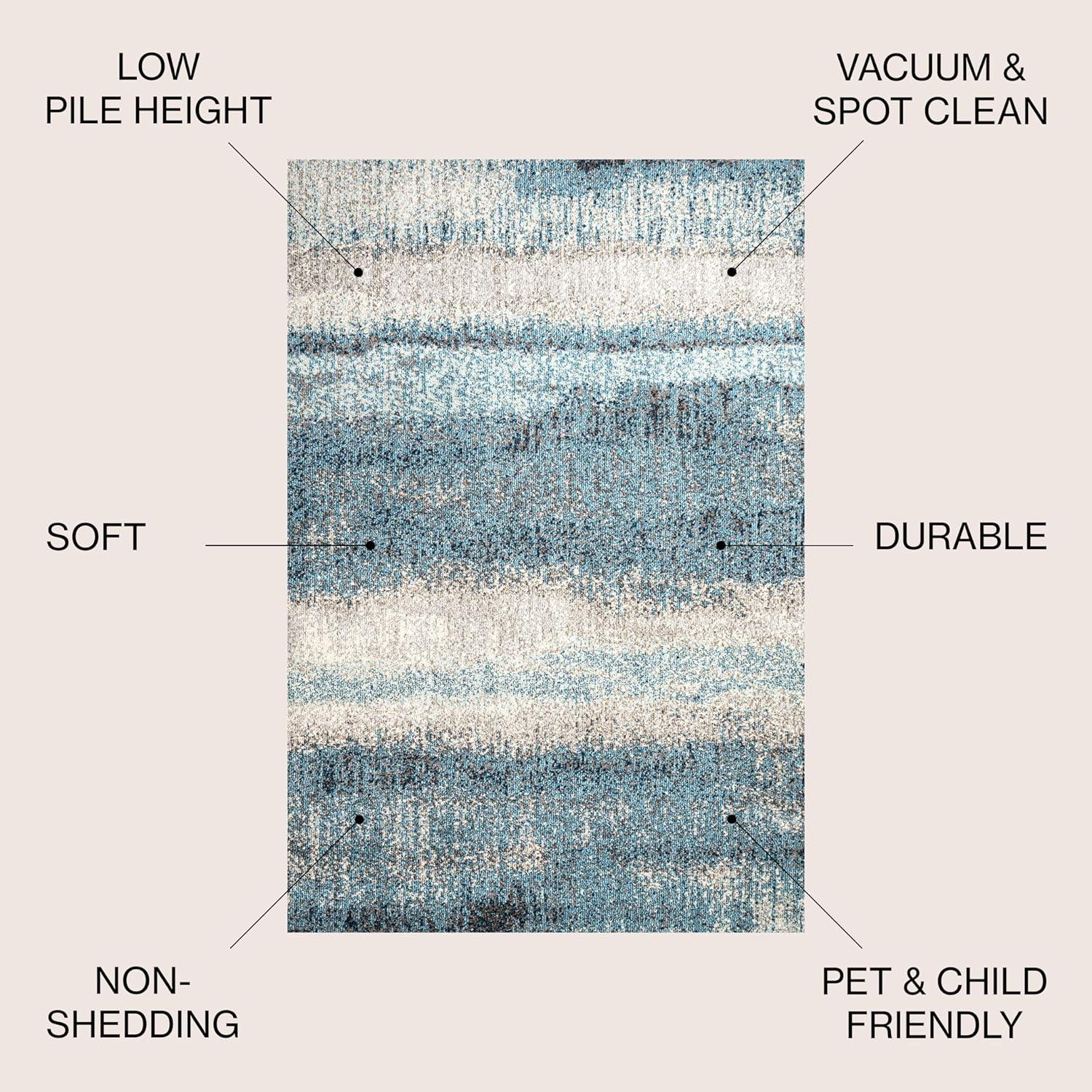 imageJONATHAN Y Modern Abstract Vintage CreamTurquoise Indoor Area Rug 5x8 Contemporary POP Transitional EasyCleaning for Living Room Bedroom Kitchen Pet Friendly NonShedding CTP105C5CreamTurquoise