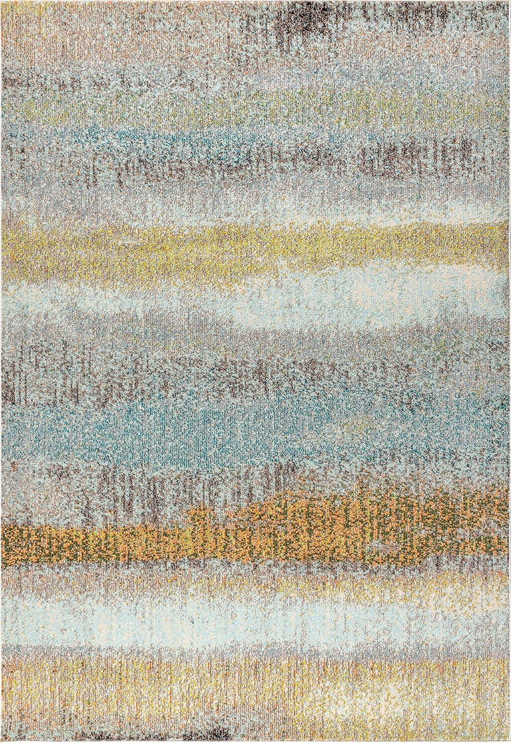 imageJONATHAN Y Modern Abstract Vintage CreamTurquoise Indoor Area Rug 5x8 Contemporary POP Transitional EasyCleaning for Living Room Bedroom Kitchen Pet Friendly NonShedding CTP105C5CreamYellow