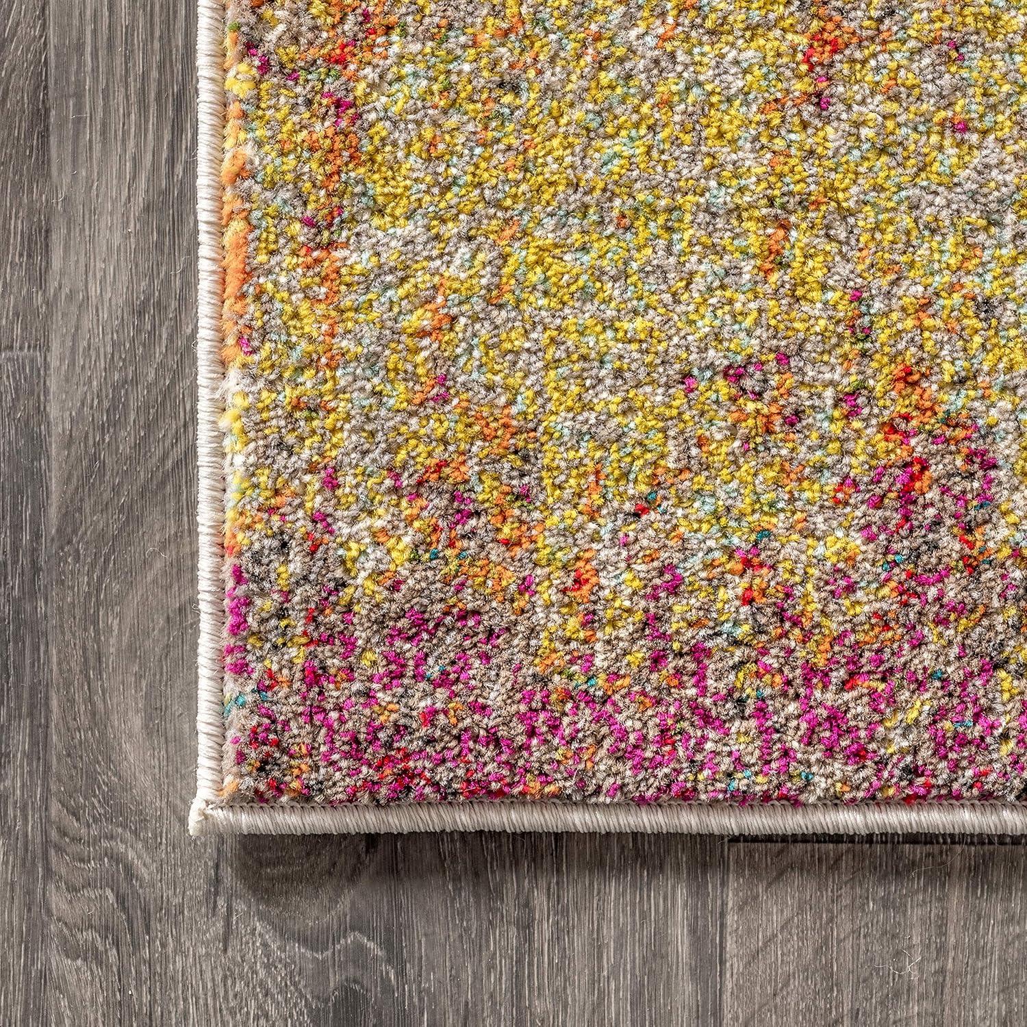 imageJONATHAN Y Modern Abstract Vintage CreamTurquoise Indoor Area Rug 5x8 Contemporary POP Transitional EasyCleaning for Living Room Bedroom Kitchen Pet Friendly NonShedding CTP105C5CreamPink