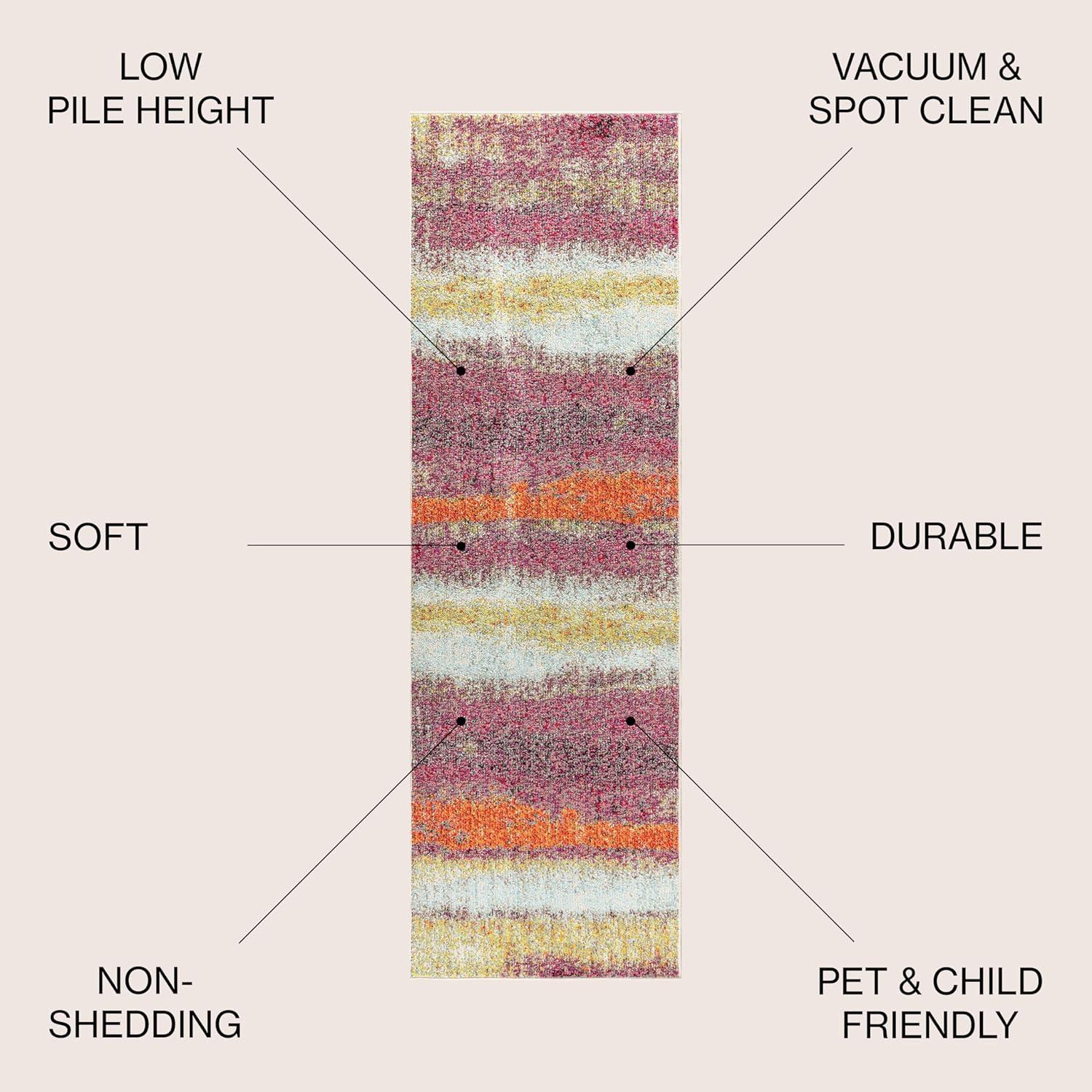 imageJONATHAN Y Modern Abstract Vintage CreamTurquoise Indoor Area Rug 5x8 Contemporary POP Transitional EasyCleaning for Living Room Bedroom Kitchen Pet Friendly NonShedding CTP105C5CreamPink